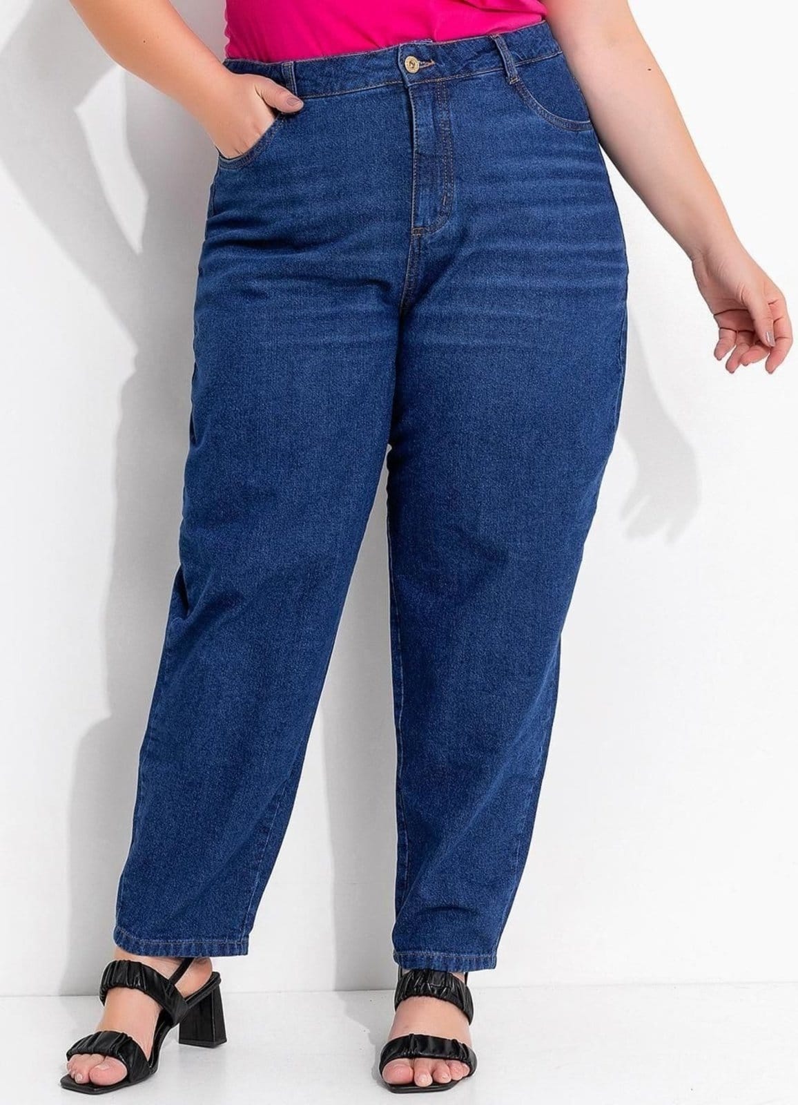 Calça Em Jeans Jeans Escuro