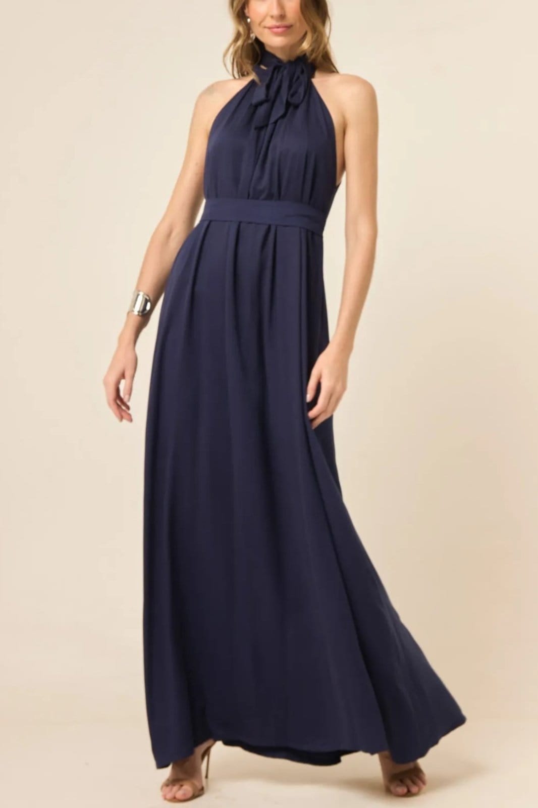 Vestido Lari Longo Elegante Marinho