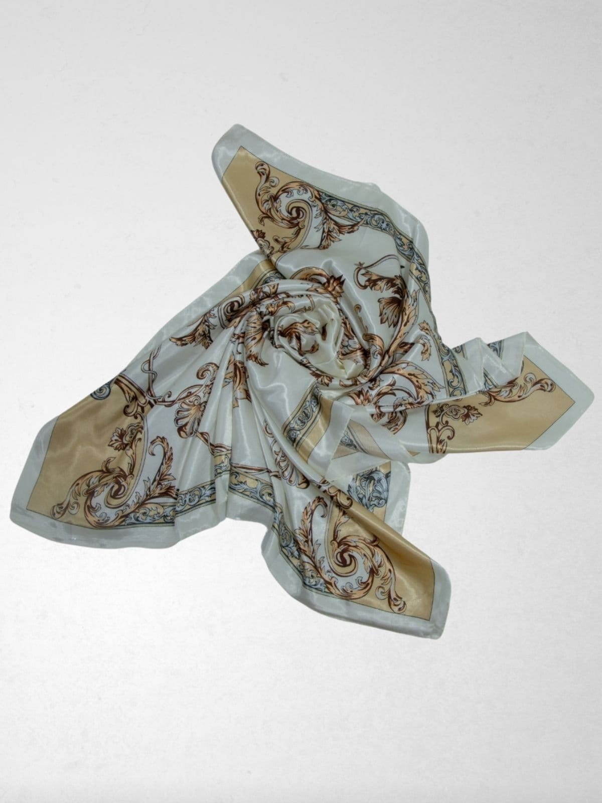 Lenço Via Lessa Milazzo Acetinado Estampa Arabesco Off White - 2