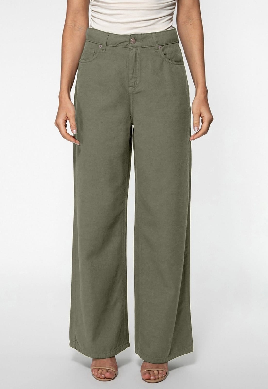 Calça Guess Wide Leg Lyocel Musgo