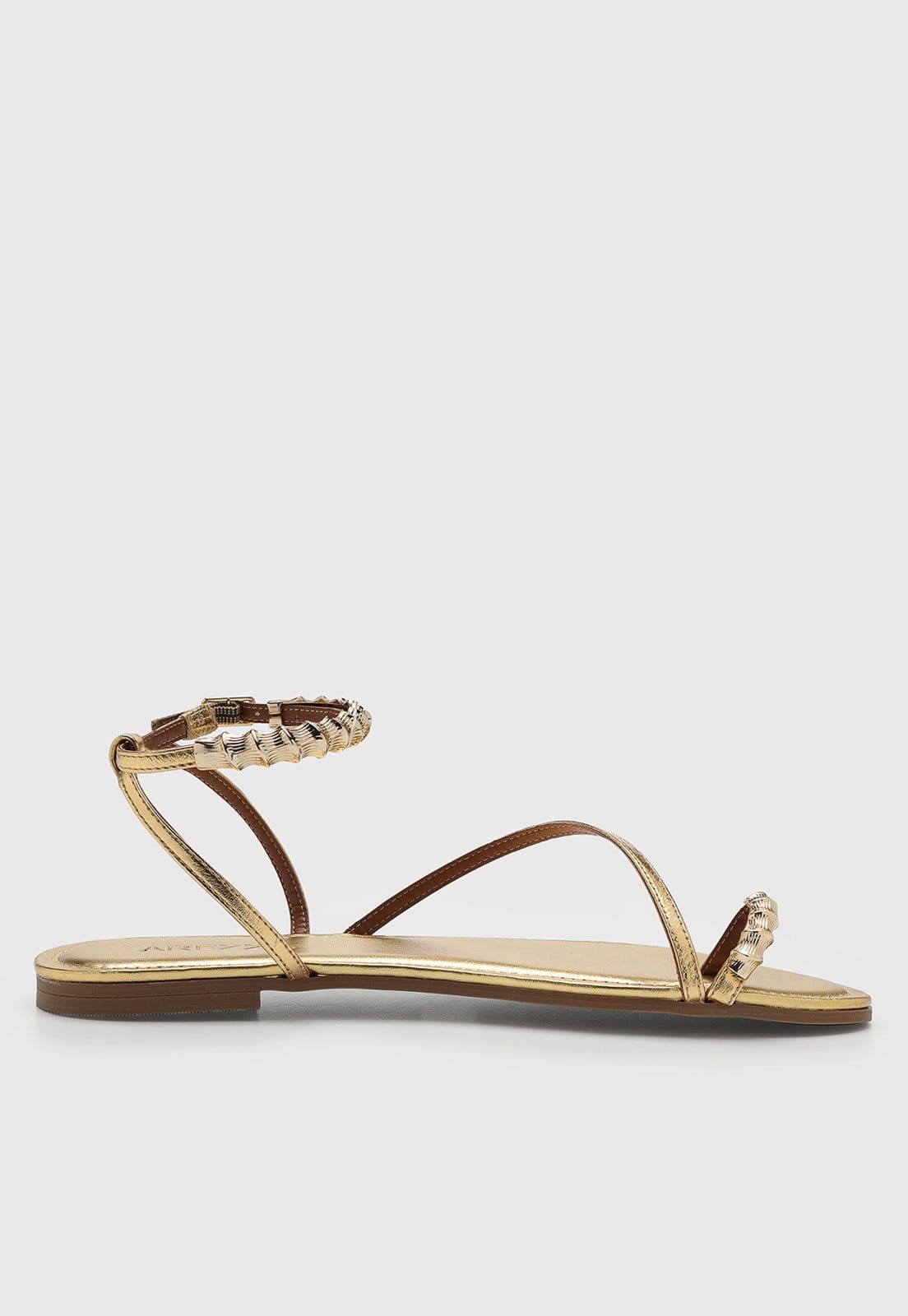 Vista 2 Rasteira Feminina Arezzo Metalizada Dourada Arezzo dourado