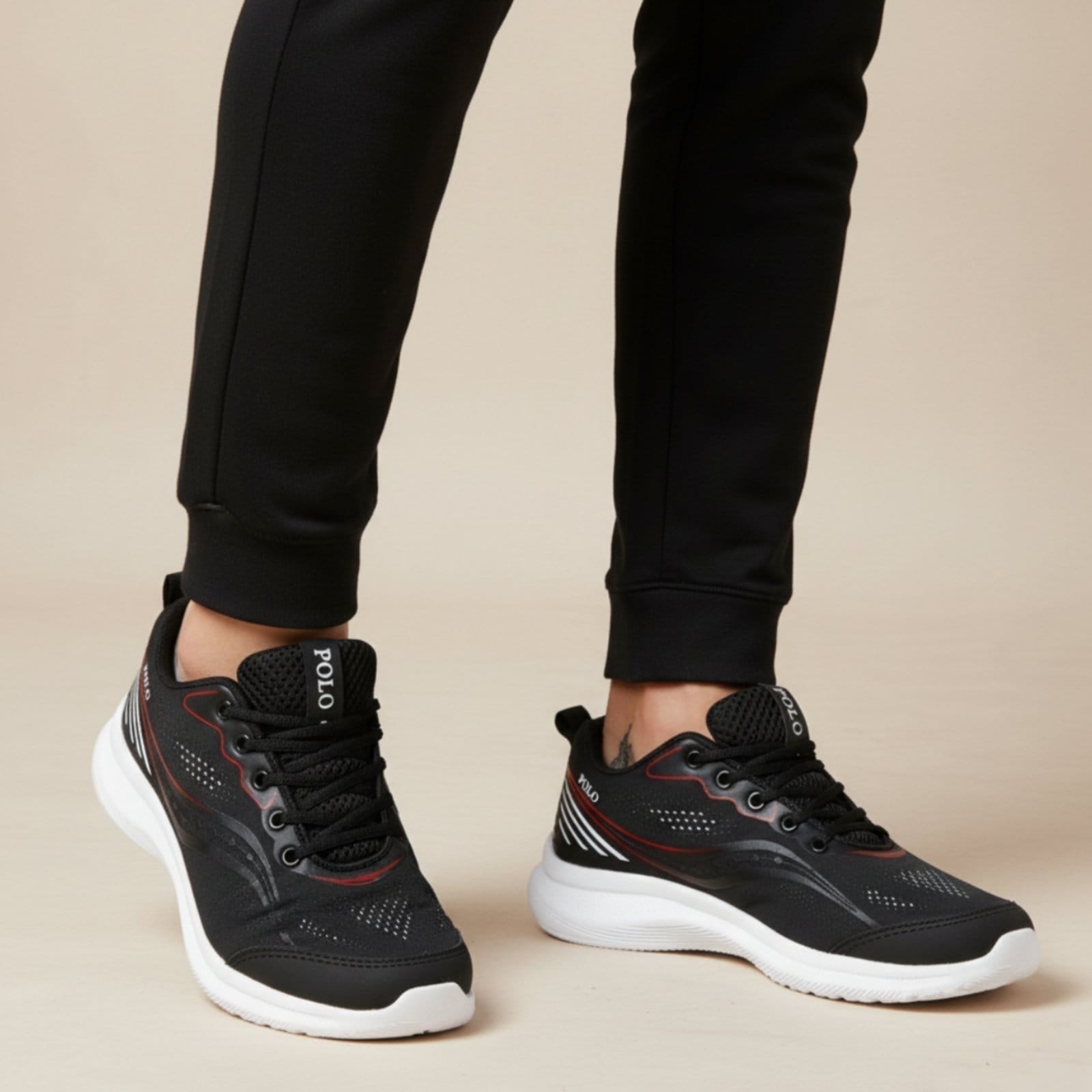 Vista 2 Tênis Masculino Polo Esportivo Running Corrida Academia Confortável Leve Sapatofran preto