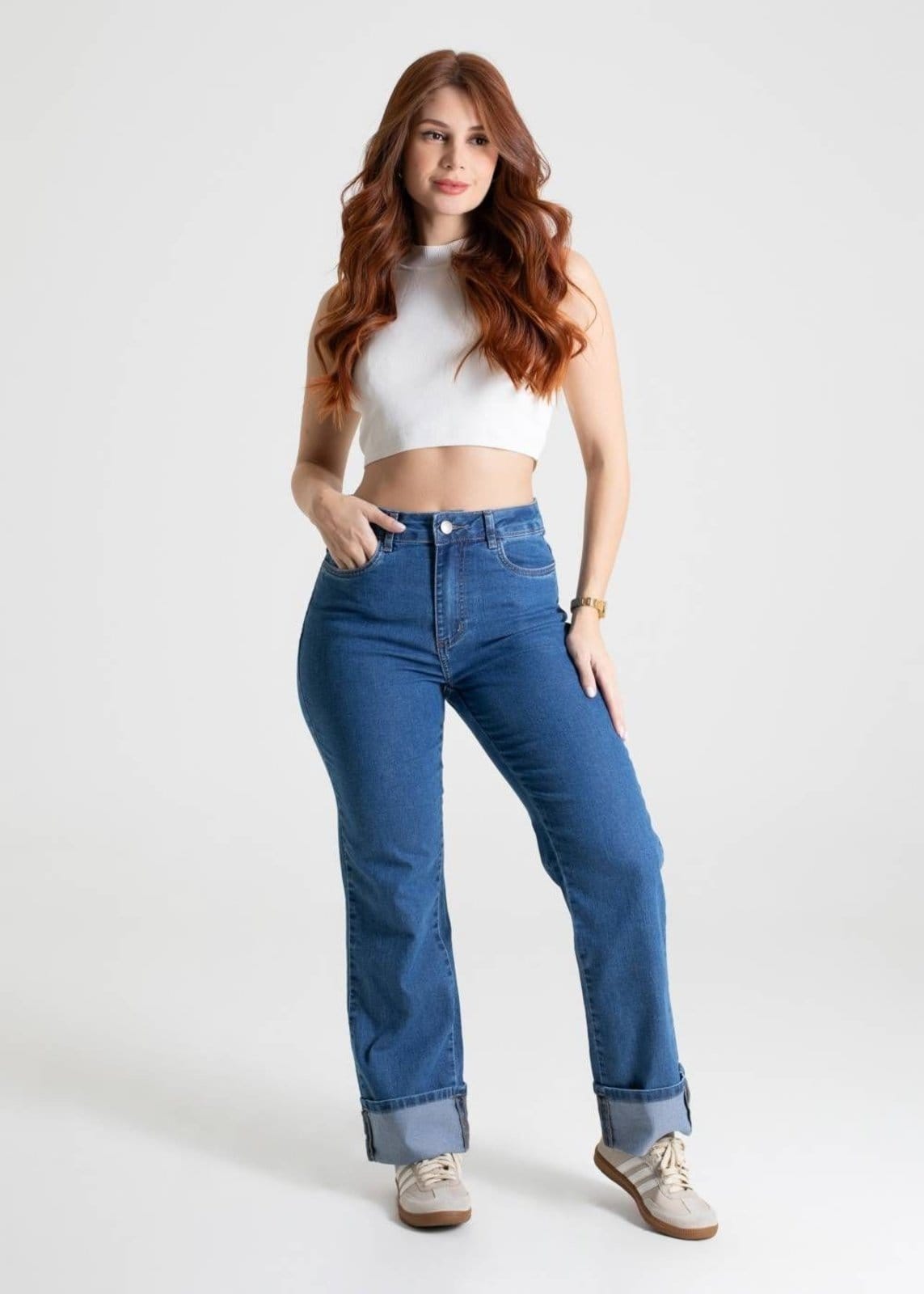 Vista 2 Calça Jeans Sawary Wide Leg Petit - 279939 Sawary azul