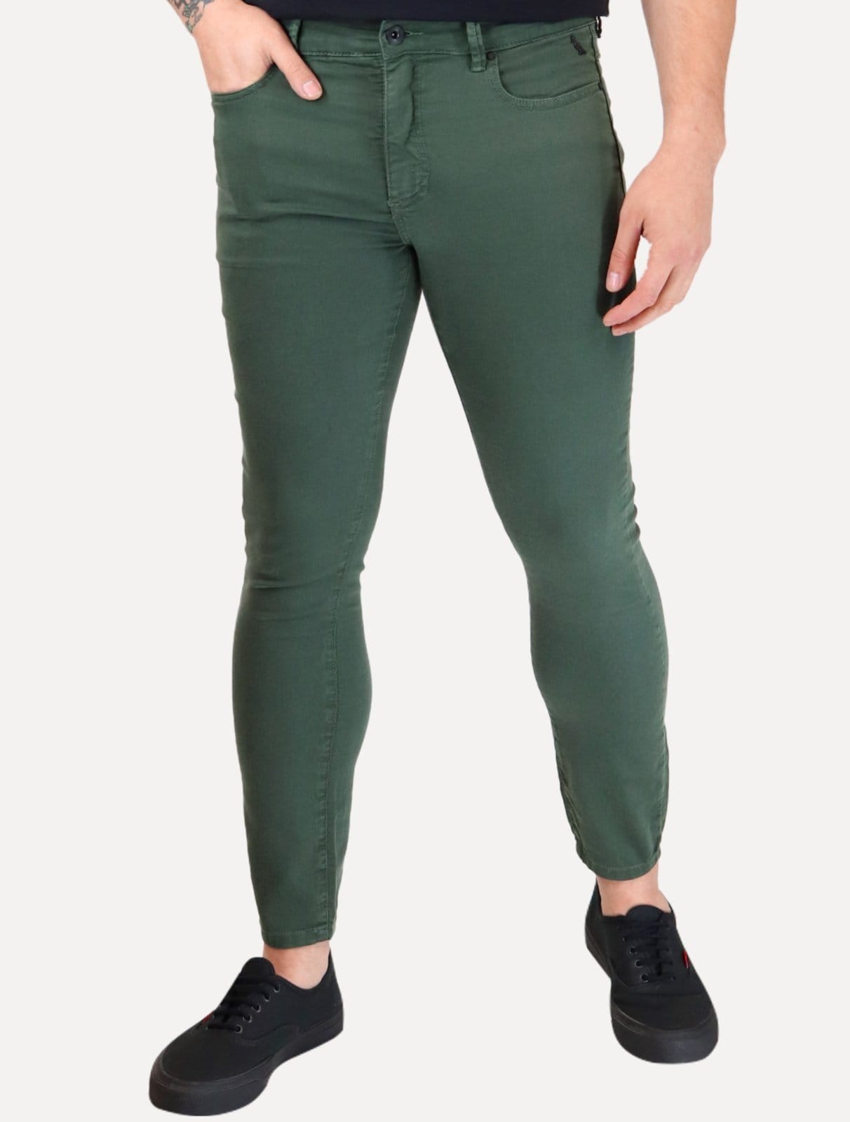 Calça Reserva Masculina Sarja Super Skinny Color Verde Escuro