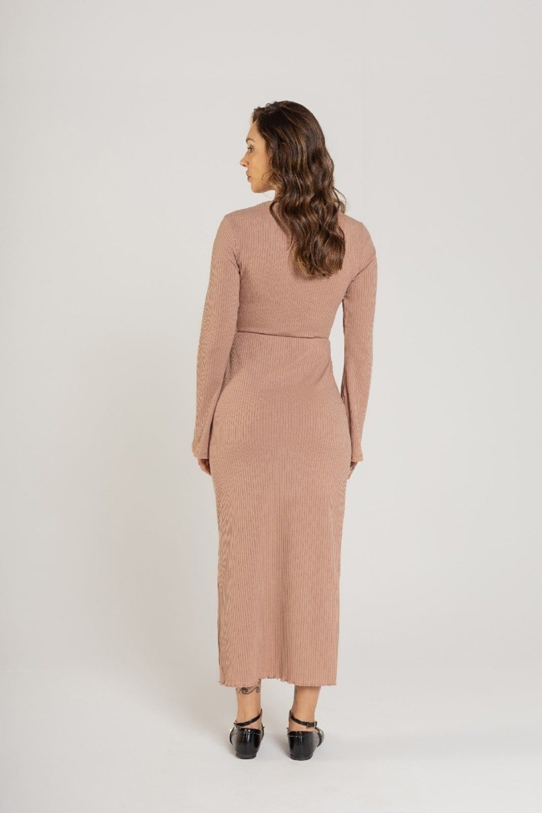 Vista 2 Saia Feminina em Ribana Canelada Just Basic JUST BASIC marrom