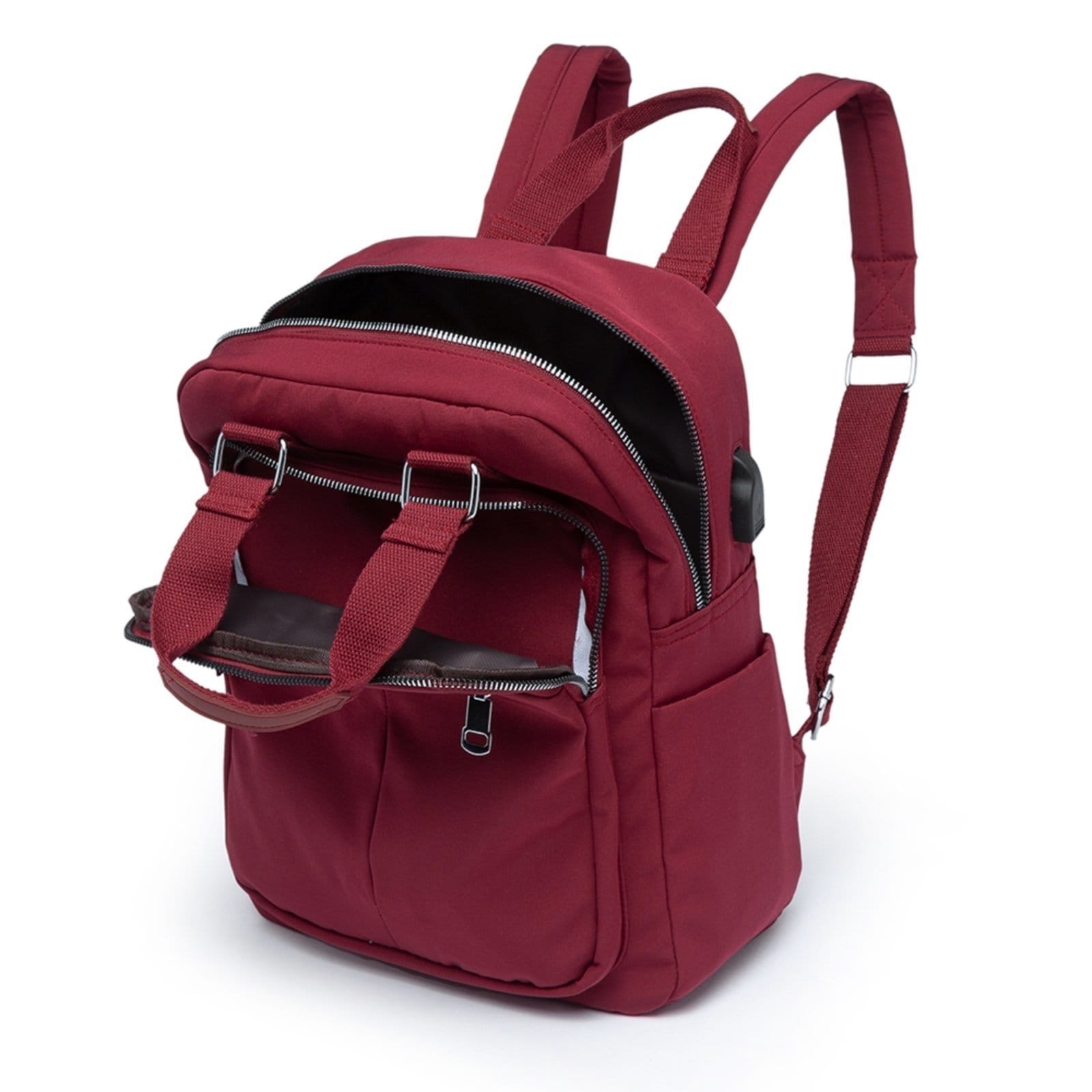 Vista 2 Mochila Feminina Madami Bolsa Executiva Notebook Antifurto Reforçada Entrada USB Madami vinho