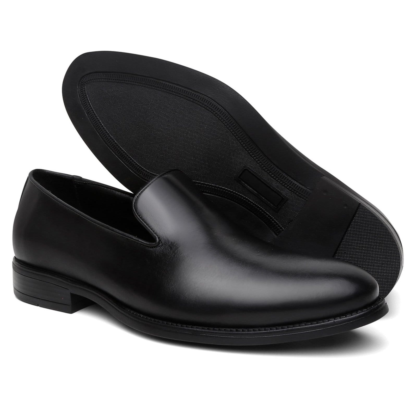 Vista 2 Mocassim Loafer Social Centuria Liso Couro Centuria Calçados preto