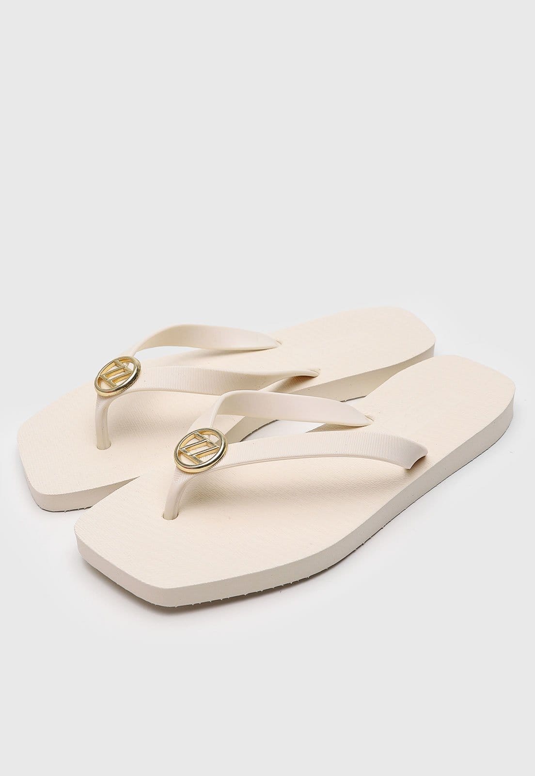 Vista 2 Chinelo Dedo Feminino Brizza Arezzo Aplique Off-White Brizza Arezzo off-white white