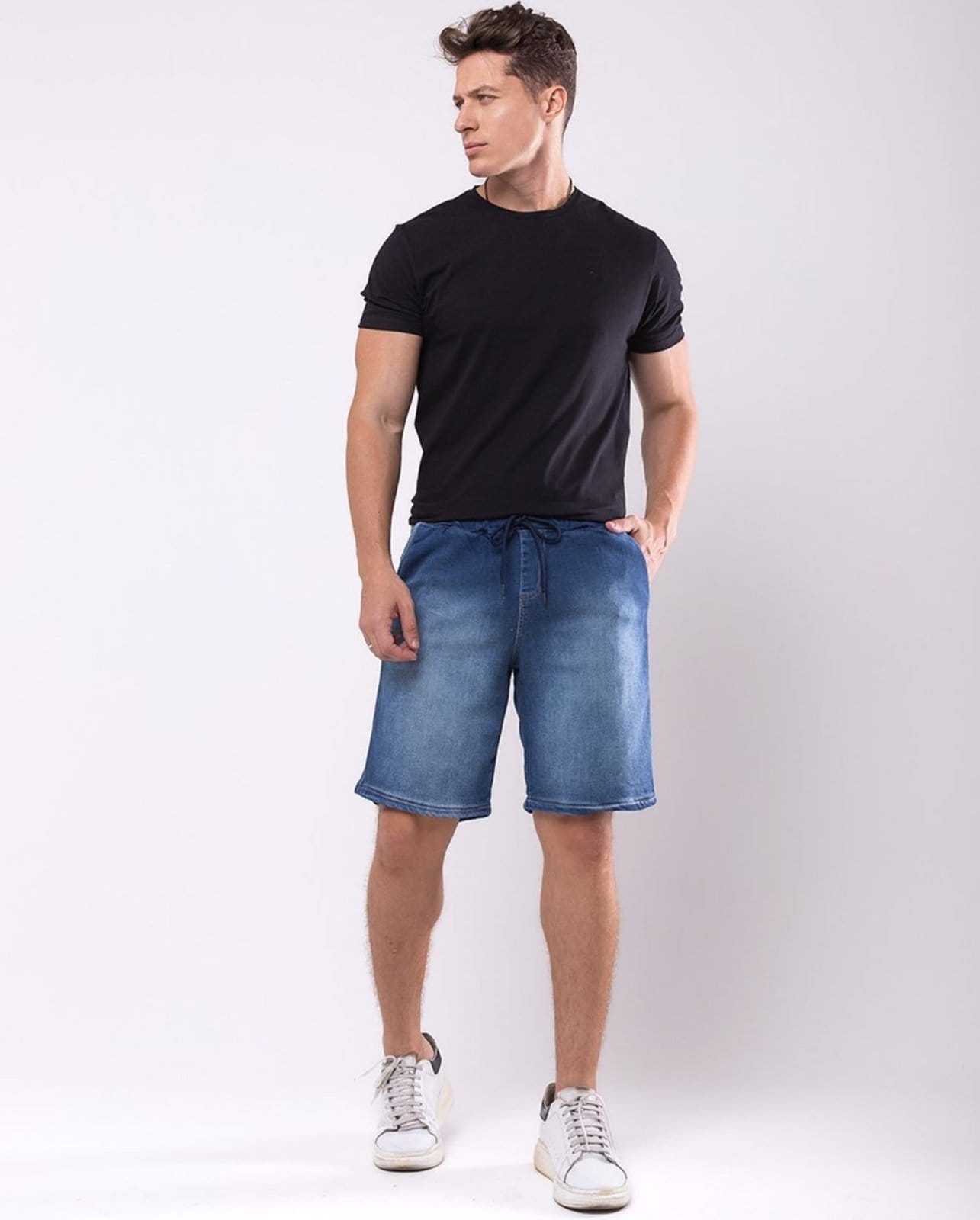 Bermuda Masculina Cós de Elastico 23854 Escura com Used