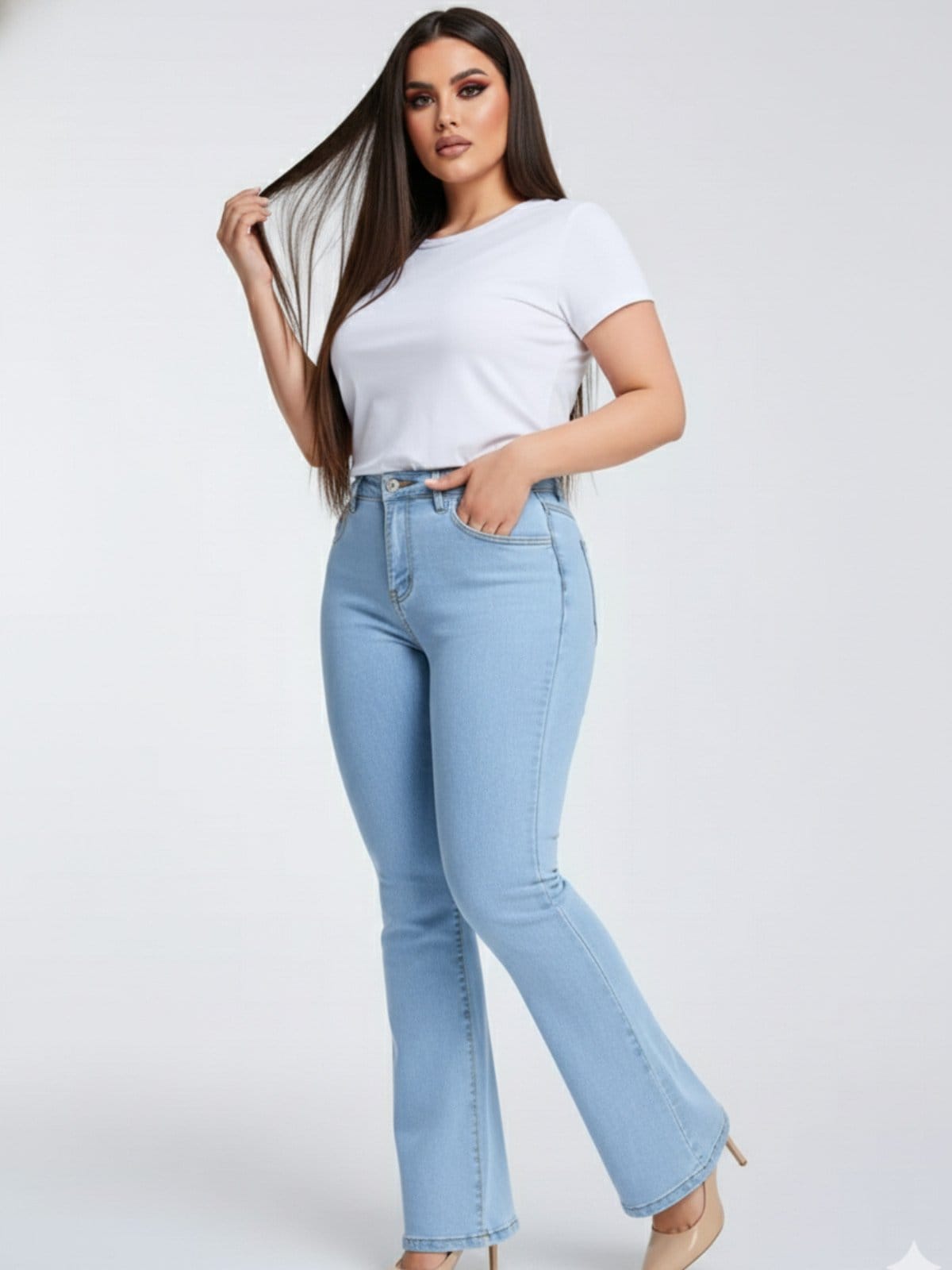 Calça Jeans Feminina Tex Jeans Flare Elegância Conforto e Poder em Cada Passo Claro