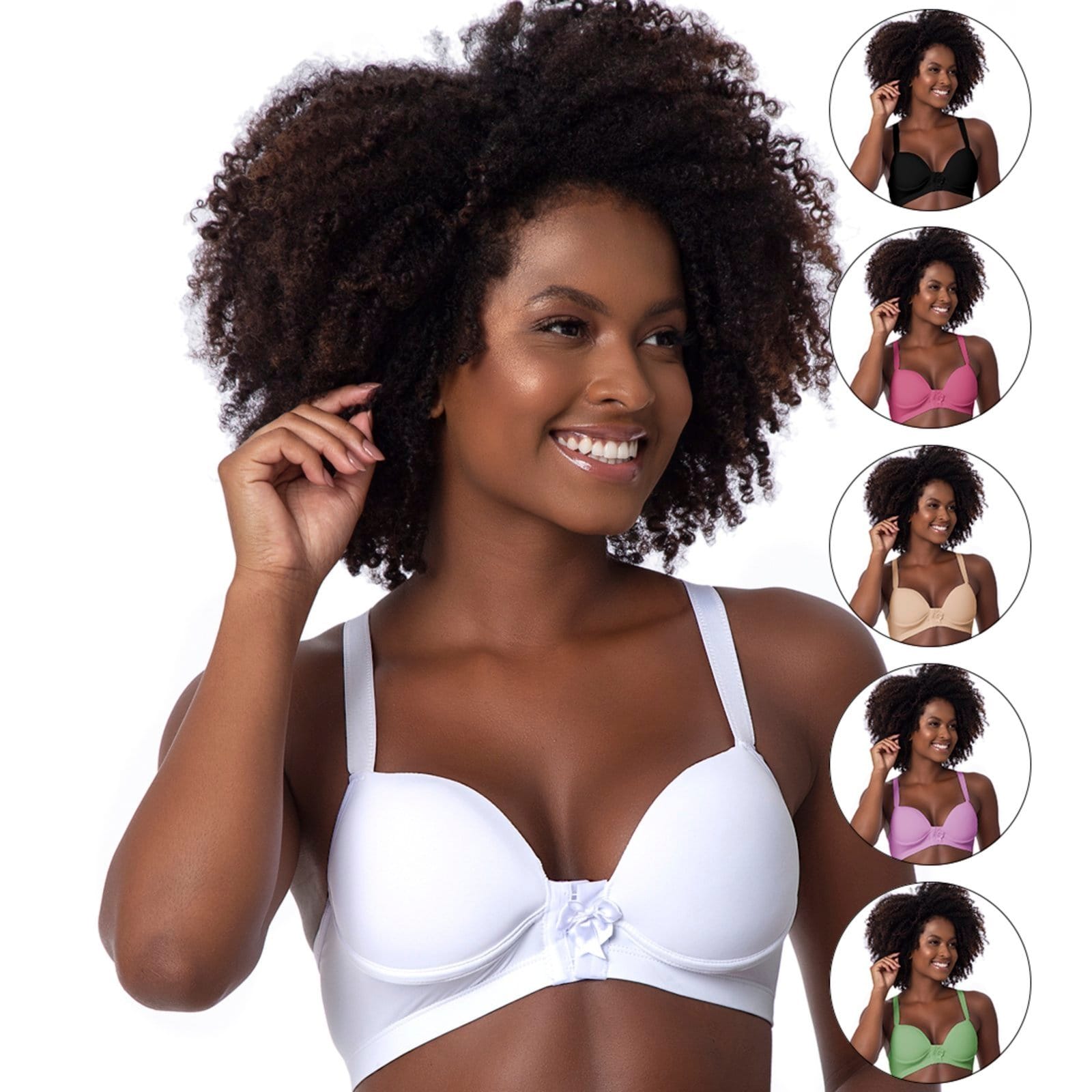 Kit 3 Sutiã Gabi Lingerie Nadador com Bojo Microfibra Fecho Frontal Soutien Confortável Reforçado Alça Regulável