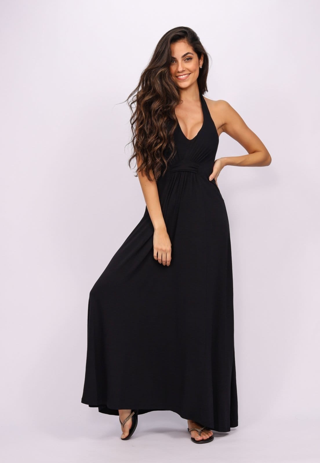 Vestido Longo Malha Frente Única