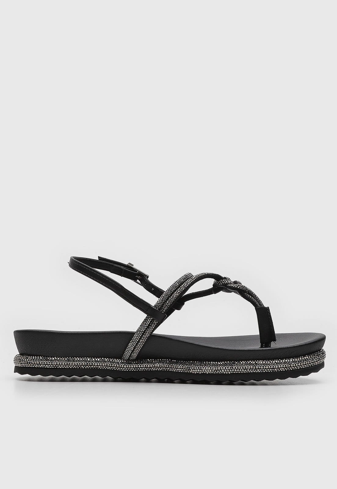 Vista 2 Rasteira Flat Via Marte Hotfix Preta VIA MARTE preto