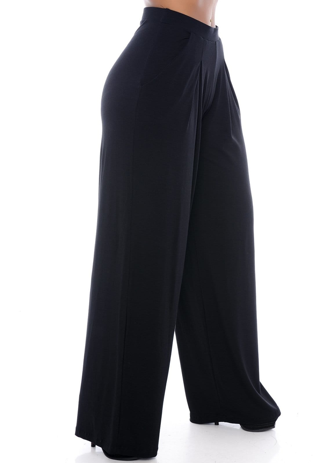 Vista 2 Calça Pantalona Cós Largo Bolsos B'Bonnie Elis BBonnie preto