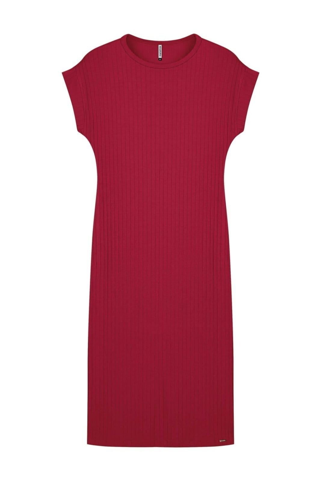 Vista 2 Vestido Midi Feminino Canelado Marialícia Marialícia vermelho