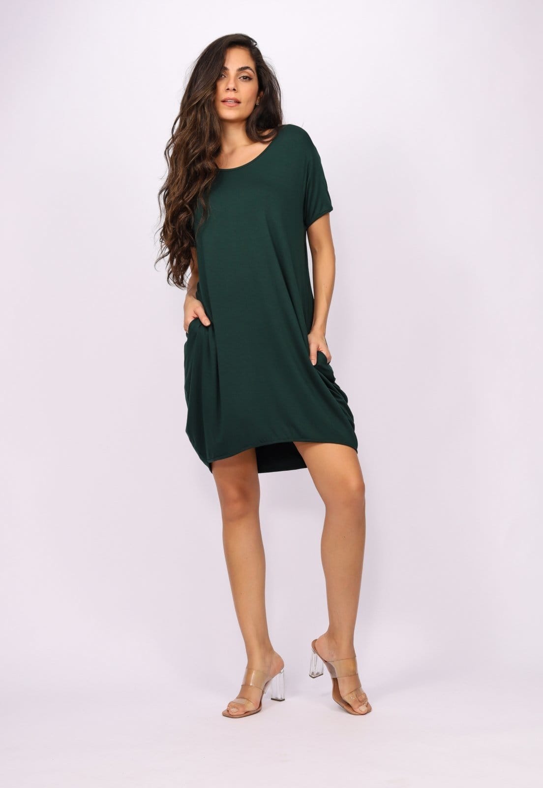 Vista 2 Vestido Curto Amazonia Vital Malha Amplo Always Verde Musgo Amazonia Vital verde militar