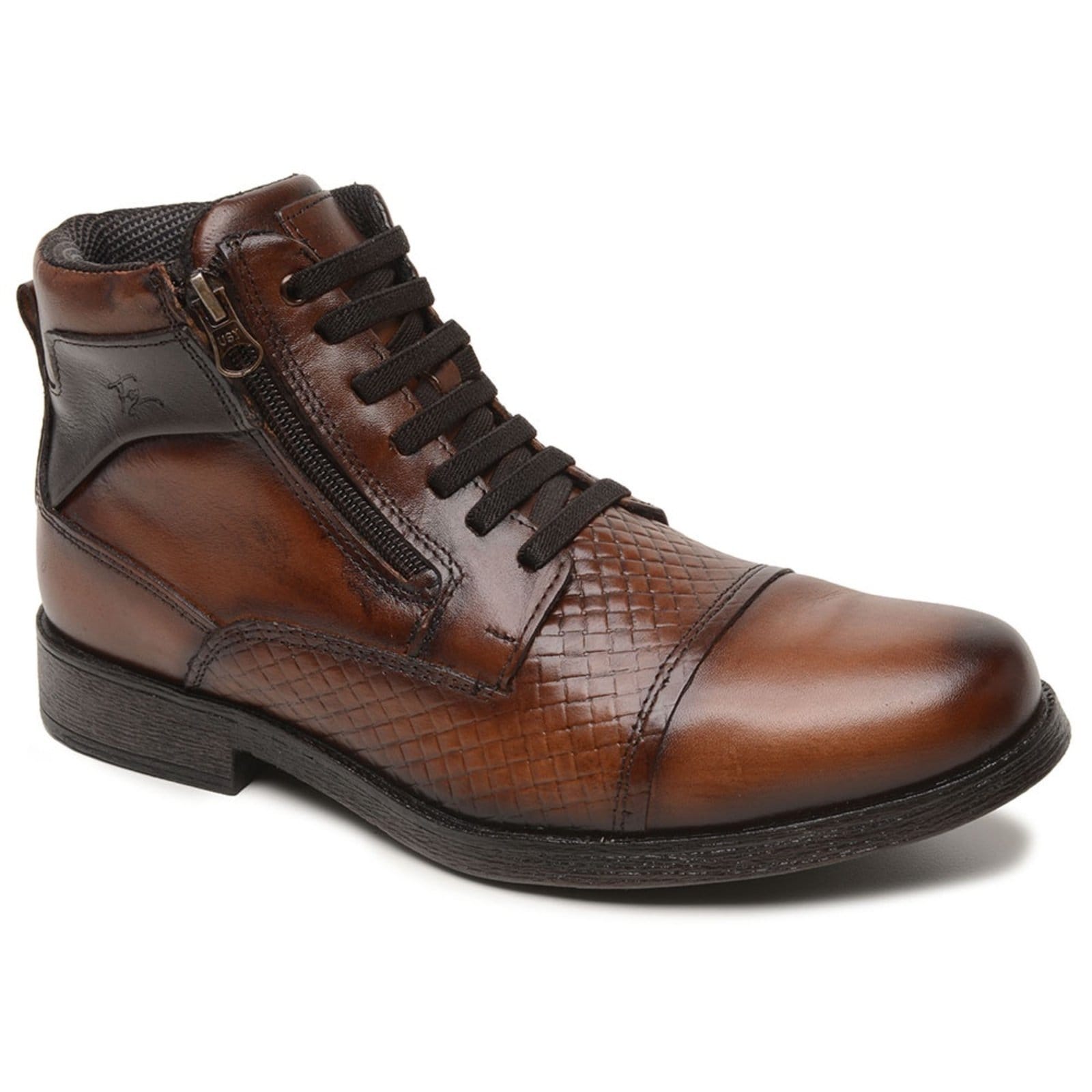 Bota Masculina Couro Legítimo Coturno Macio Leve Resistente Whisky