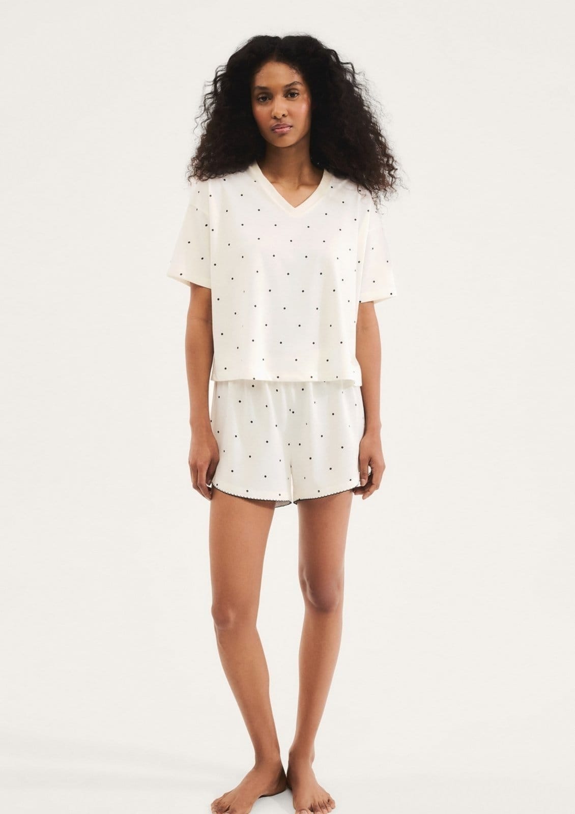 Pijama Curto Feminino Estampado Decote V Hering