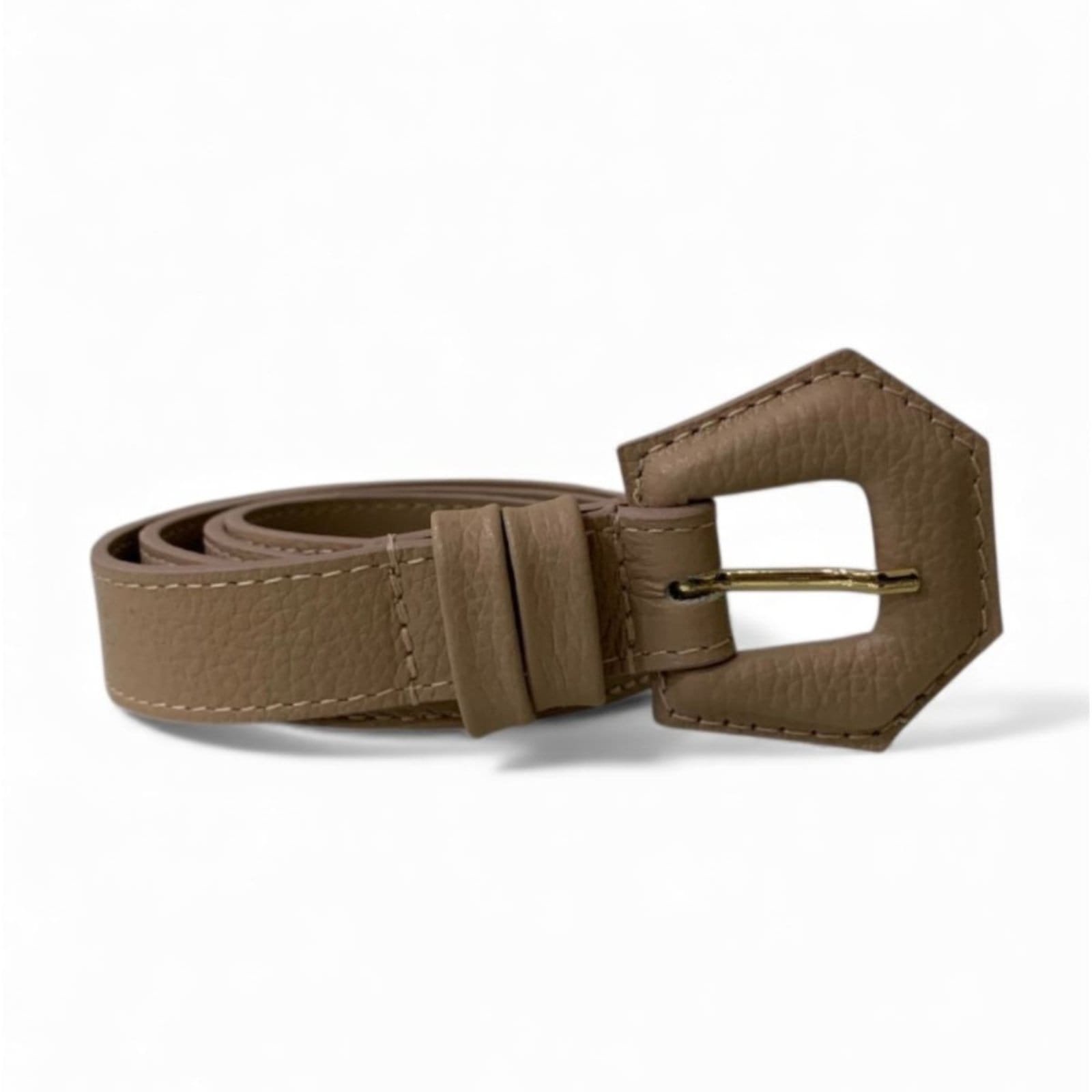 Cinto Fino Feminino em Couro Fivela Encapada 025