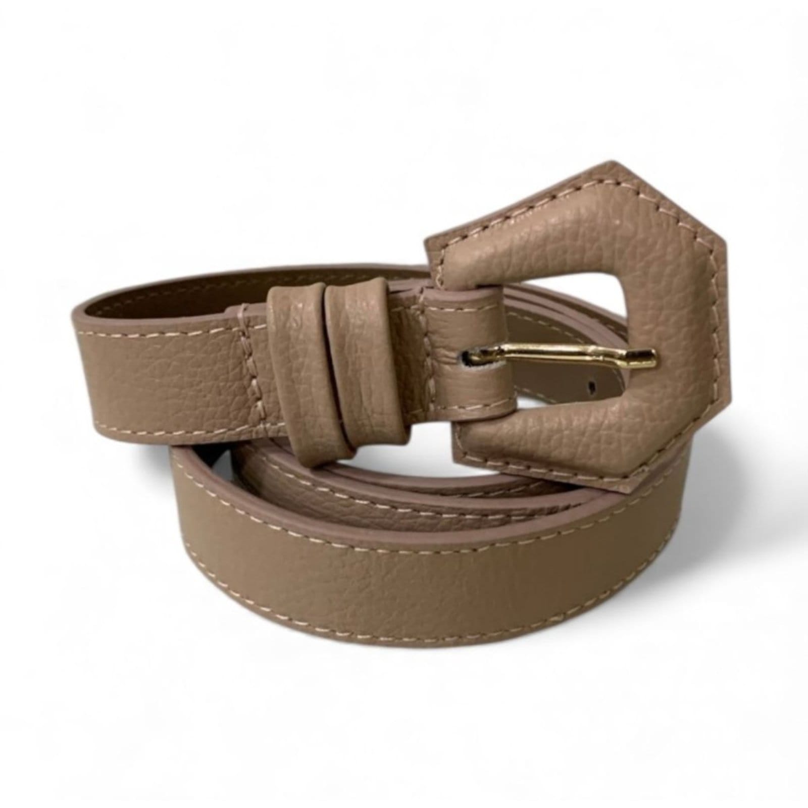 Vista 2 Cinto Fino Feminino em Couro Fivela Encapada 025 Mariart nude