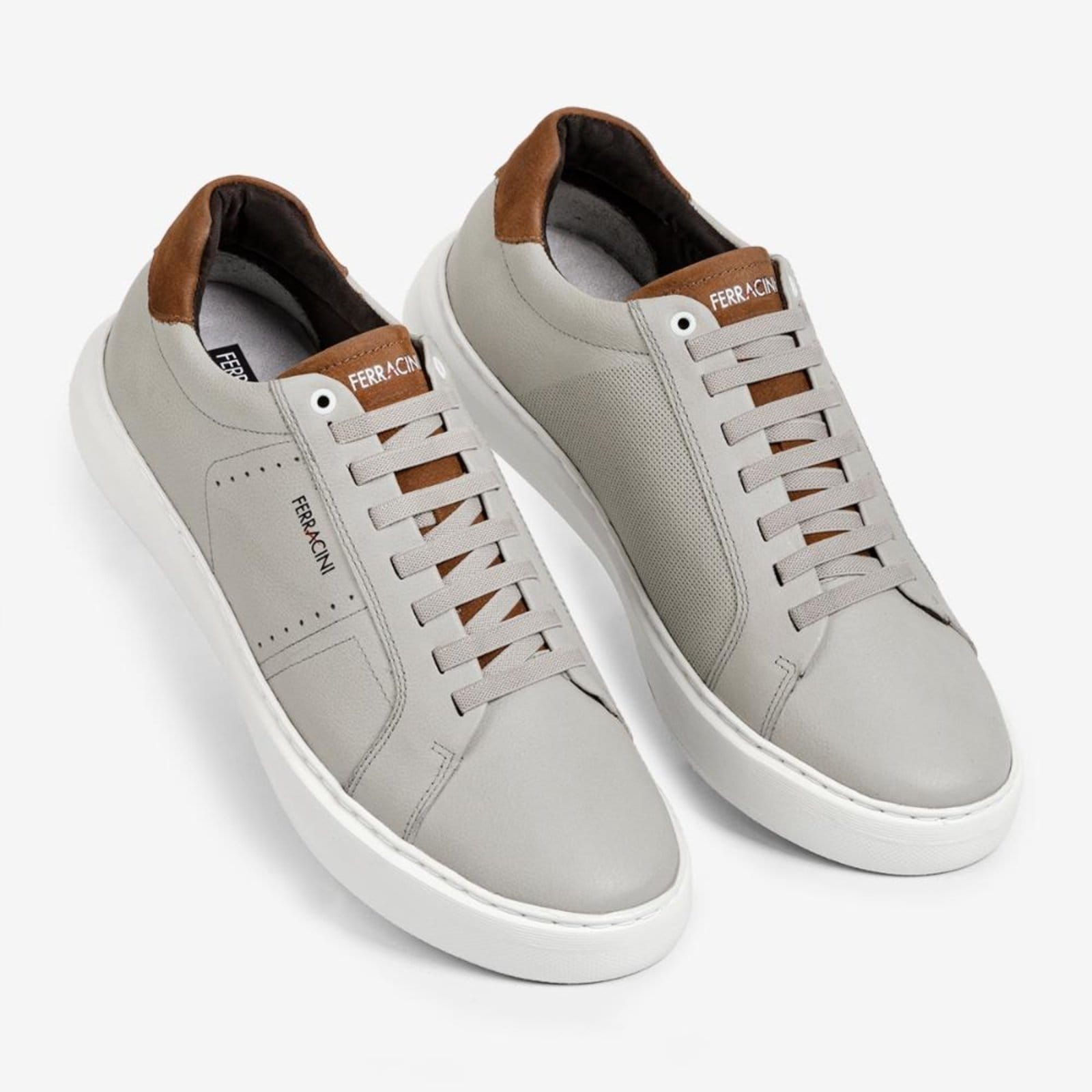 Vista 2 Tênis Masculino Couro Legítimo Ferracini Marvin Calce Fácil Conforto 7316-683C FERRACINI branco