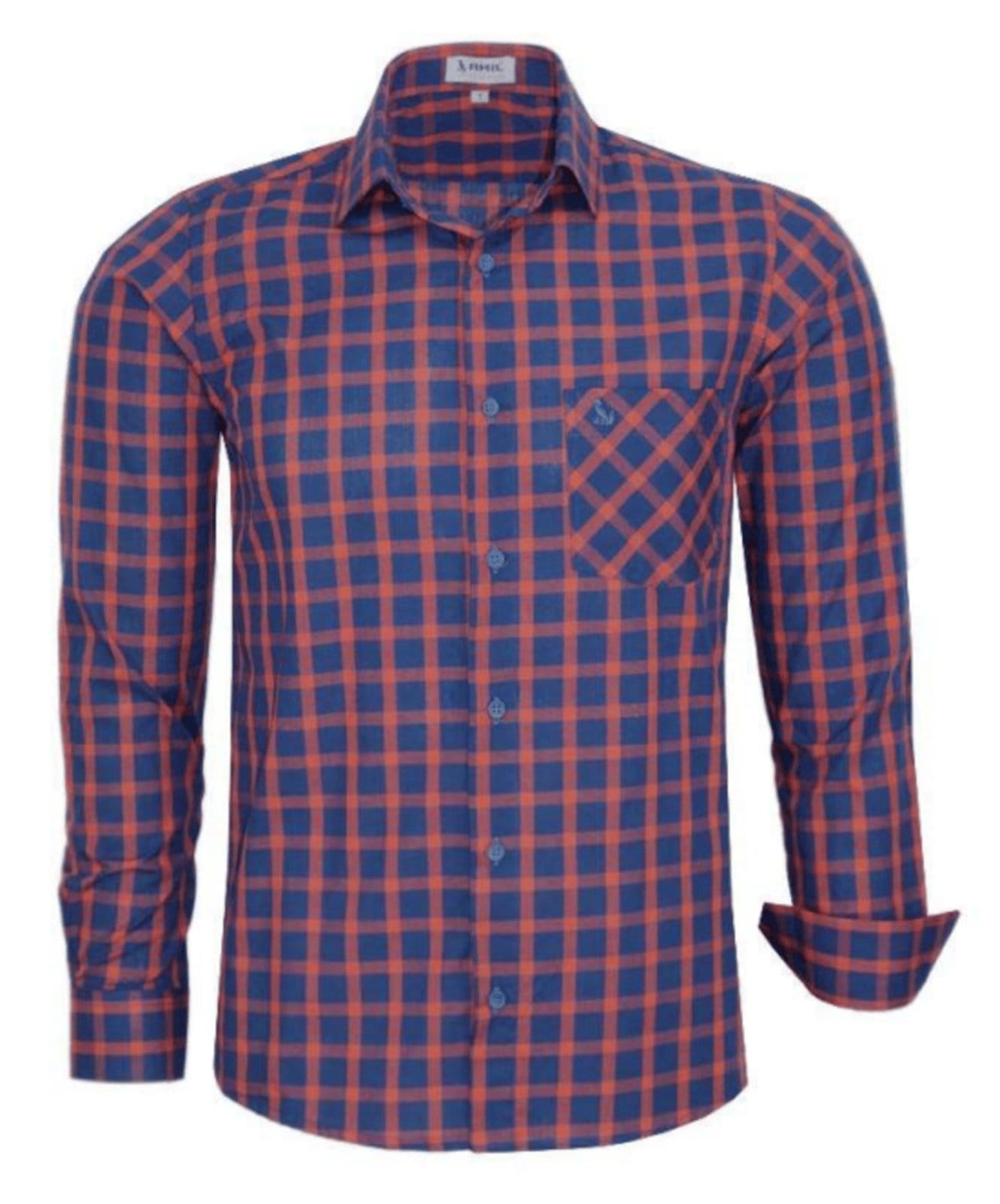 Vista 2 Camisa Social Amil Infor Comfort Xadrez Algodão Macia Fácil de Passar Luxo Cor01 Amil preto/roxo