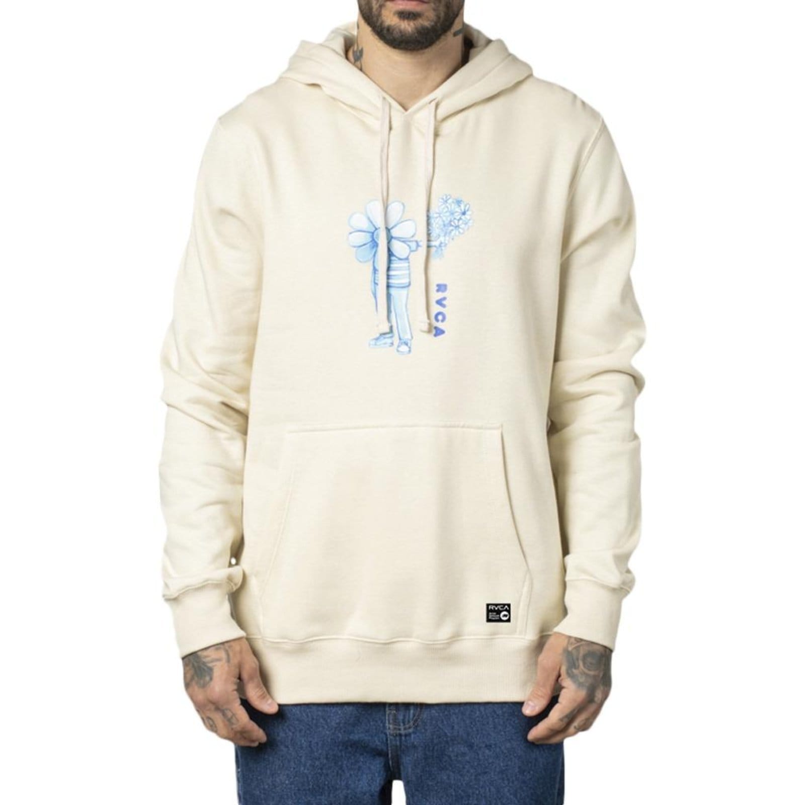 Moletom RVCA Canguru Flower Friend WT23 Masculino Areia