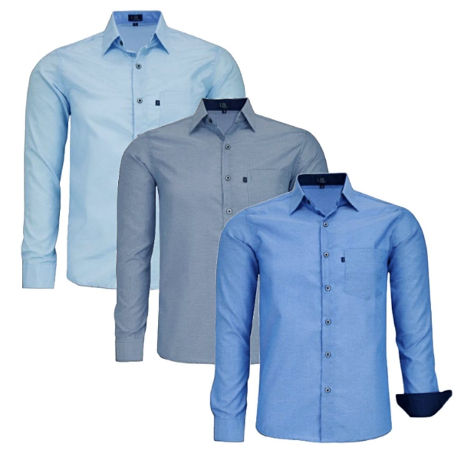 Kit Camisas Listrada Comfort Poliéster Com Bolso Macia Fácil de Passar Manga longa