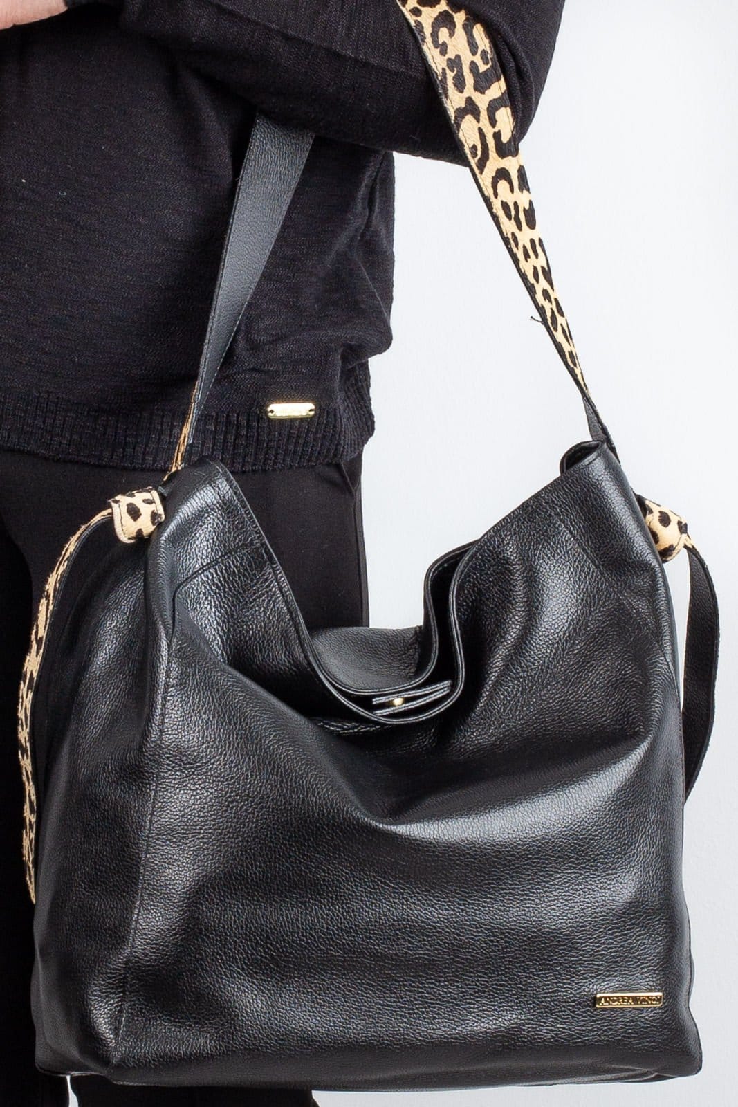 Bolsa Andrea Vinci Sacola De Ombro Em Couro Estampado Mara