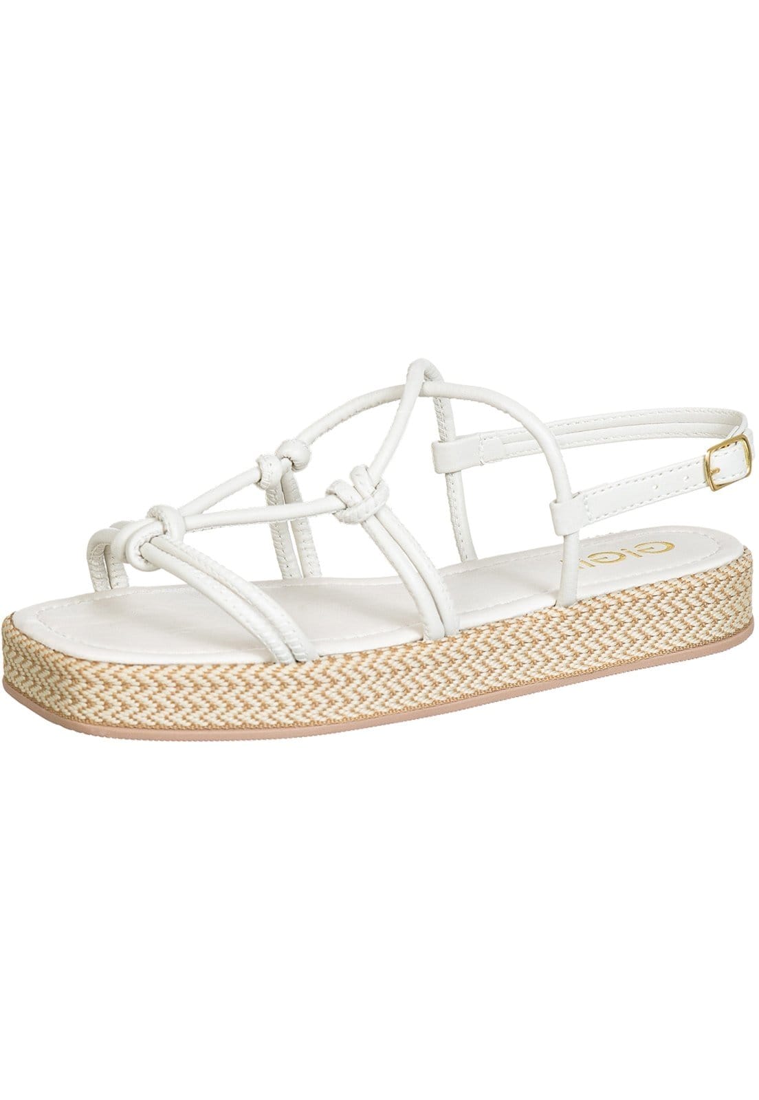 Sandália Flatform GiGil Papete Espadrille Tiras Abauladas Off White