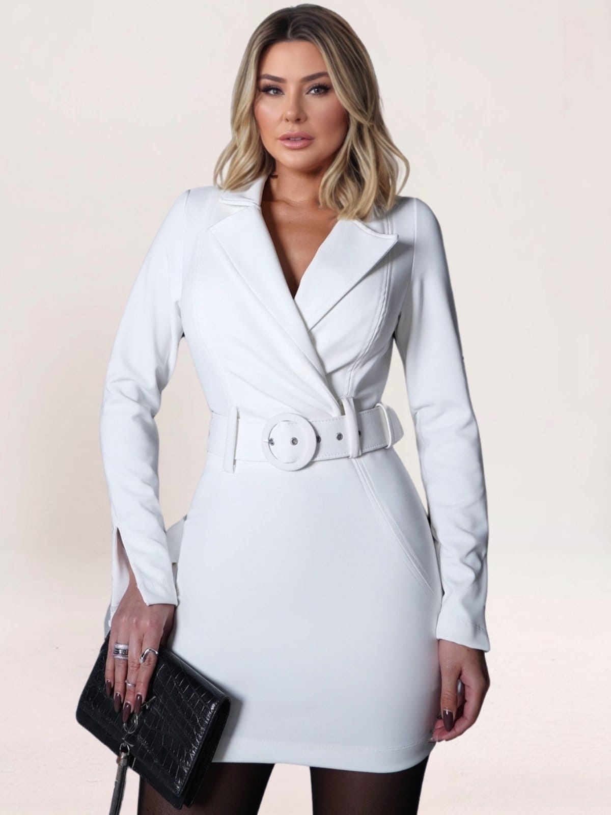 Vestido Feminino Blazer Tropical Fashion Curto Com Cinto