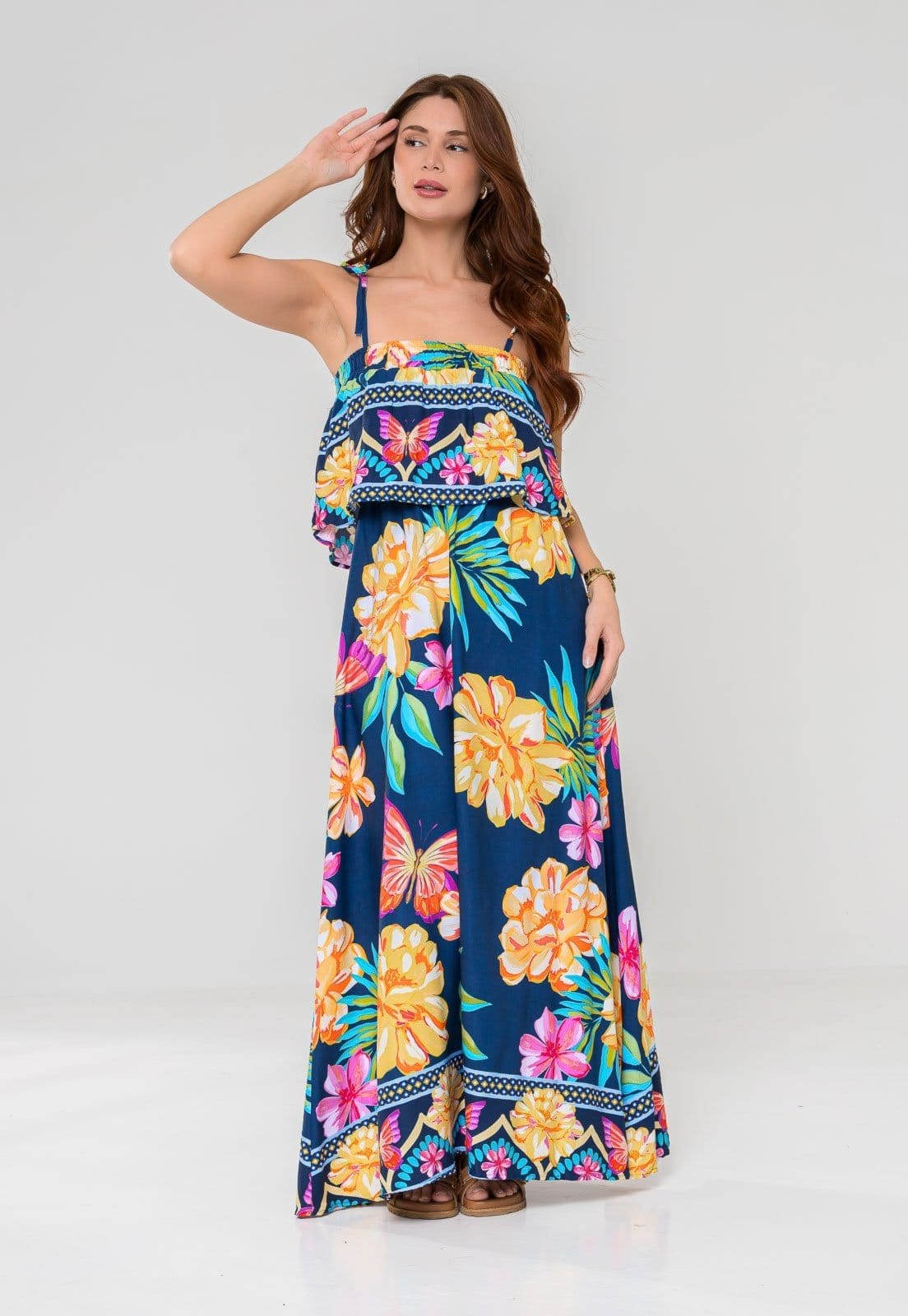 Vestido Aura Vitória Viscose Borboleta