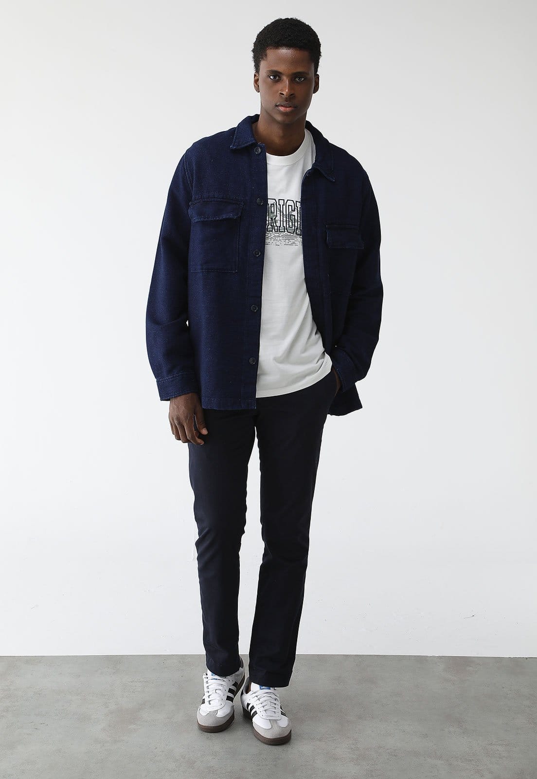 Camisa Jeans GAP Reta Dark Indigo Azul-Marinho - 2