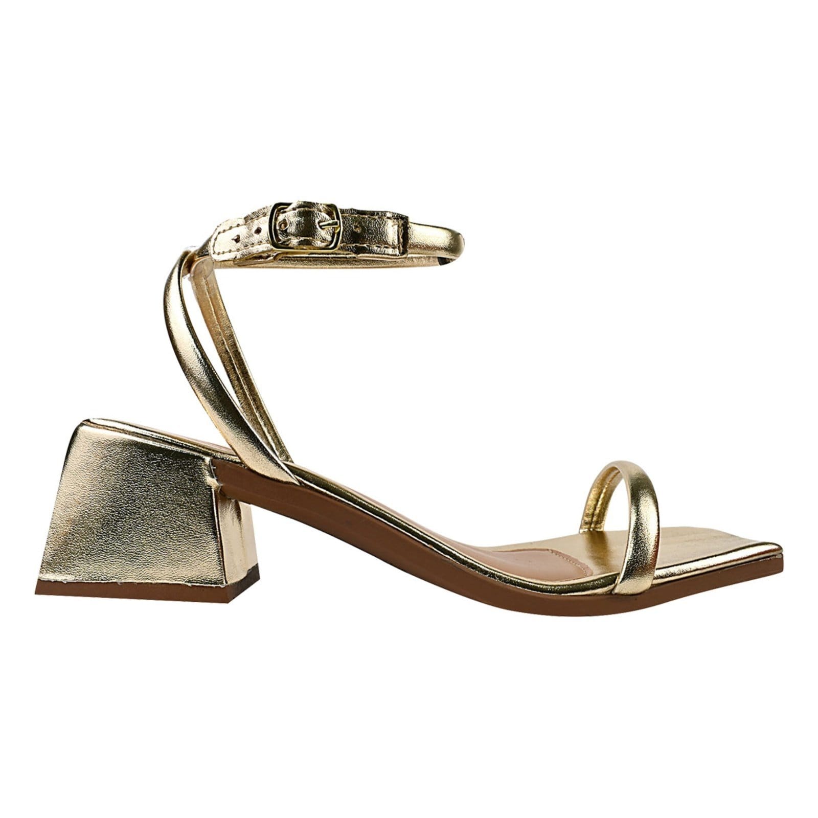 Vista 2 Sandália Feminina Tiras Dourada Metalizada Confortável Macia Leve Saltinho Ouro ZATURE STORES preto