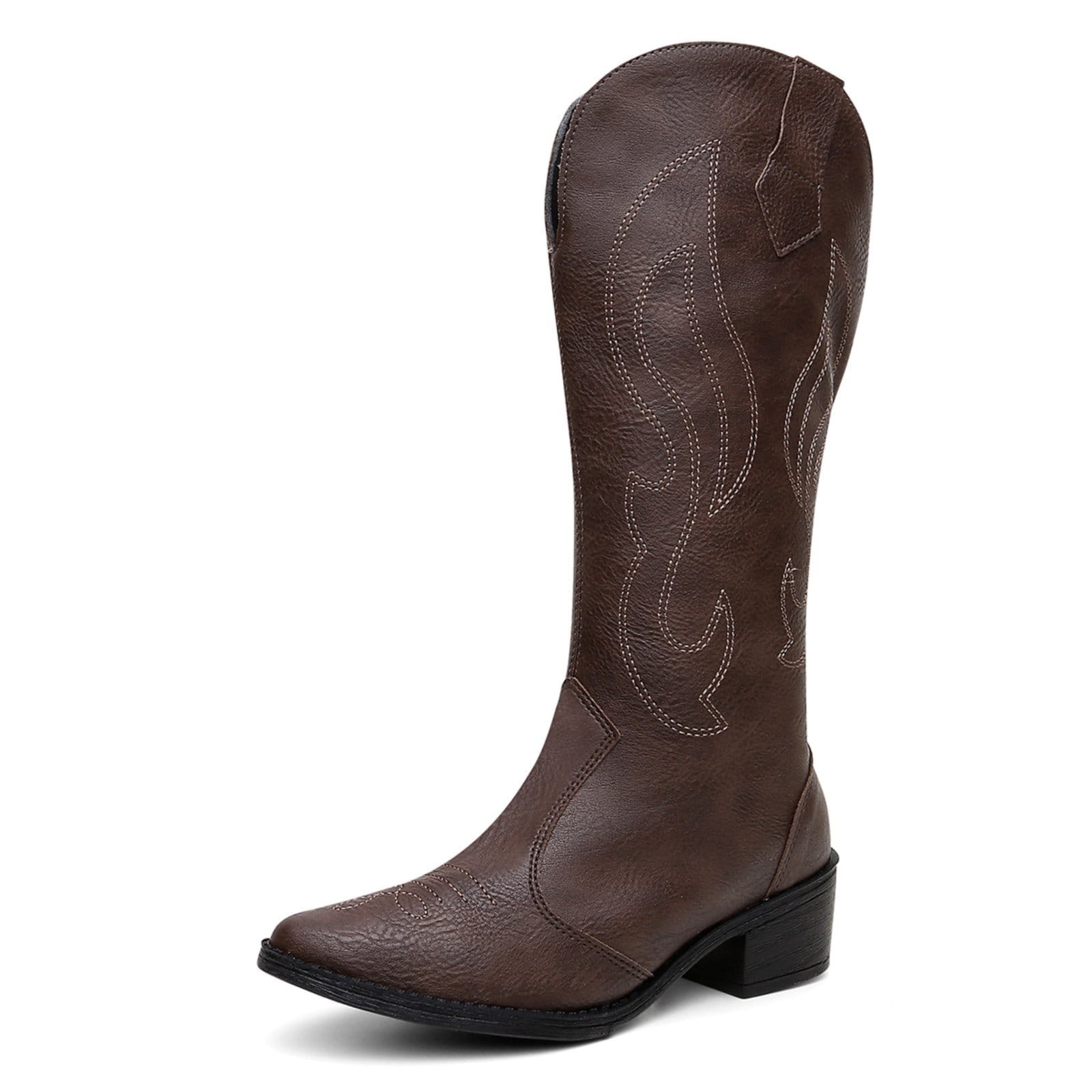 Bota Feminina Cano Longo Western Country Café Bico Fino Baixa