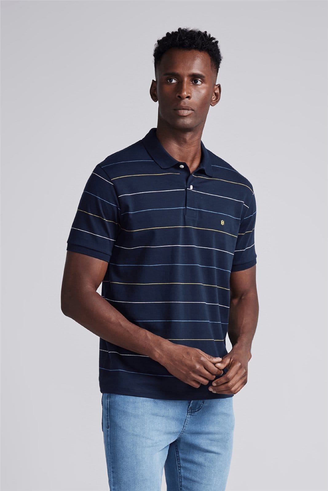 Vista principal HIGHSTIL Camisa Polo Malha Comfort HIGHSTIL azul marinho