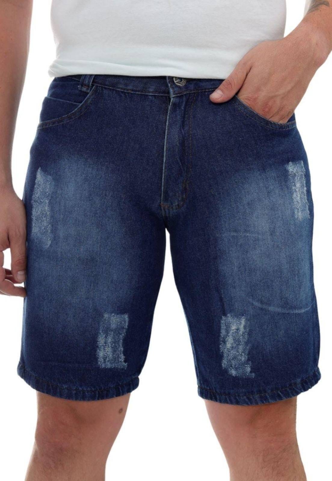 Bermuda Jeans Masculina Tempo Hábil Moda Premium Lavagem Escura