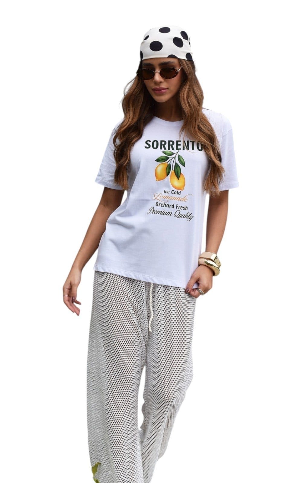 Vista 2 Camiseta Feminina Cianitas Branca Estampa Sorrento Lemonade Cianitas branco