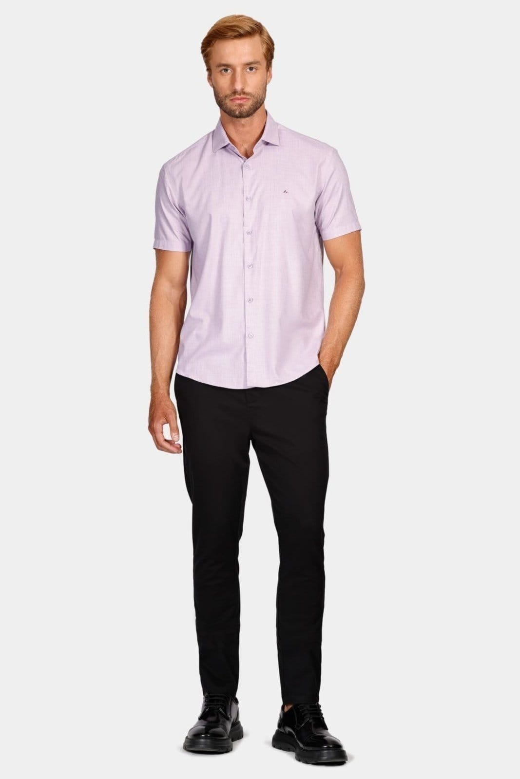 Vista 2 Camisa Regular Melange Lilás Aramis roxo