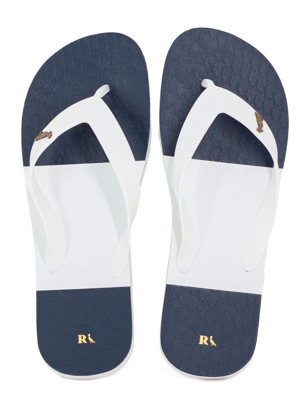 Chinelo Masculino Reserva Listras On The Go Borracha Confortável Branco Off White Azul Navy