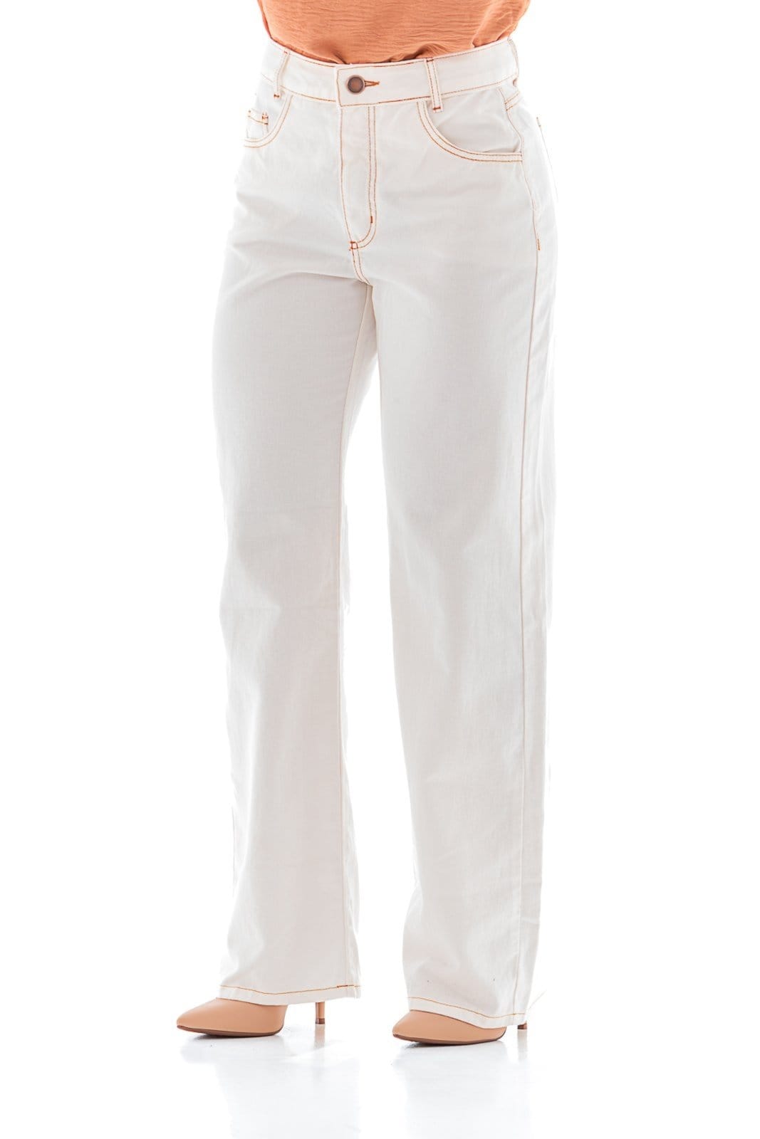 Calça Jeans Feminina Arauto Wide Leg Off White