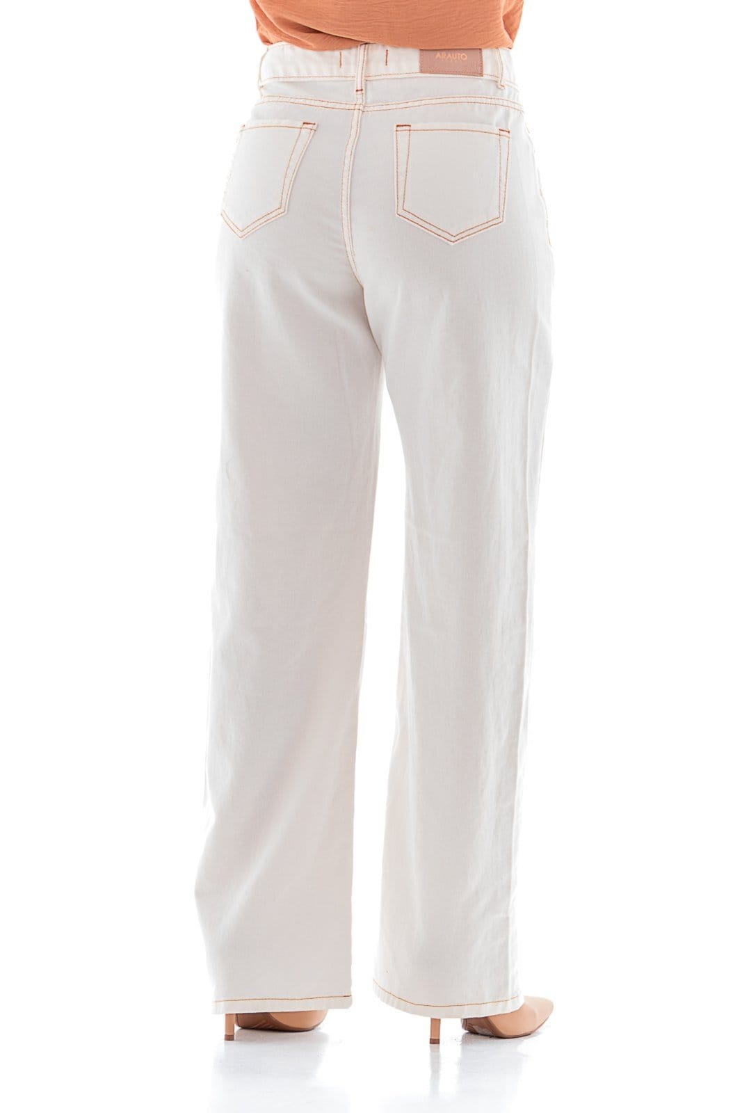 Vista 2 Calça Jeans Feminina Arauto Wide Leg Off White ARAUTO JEANS off-white white