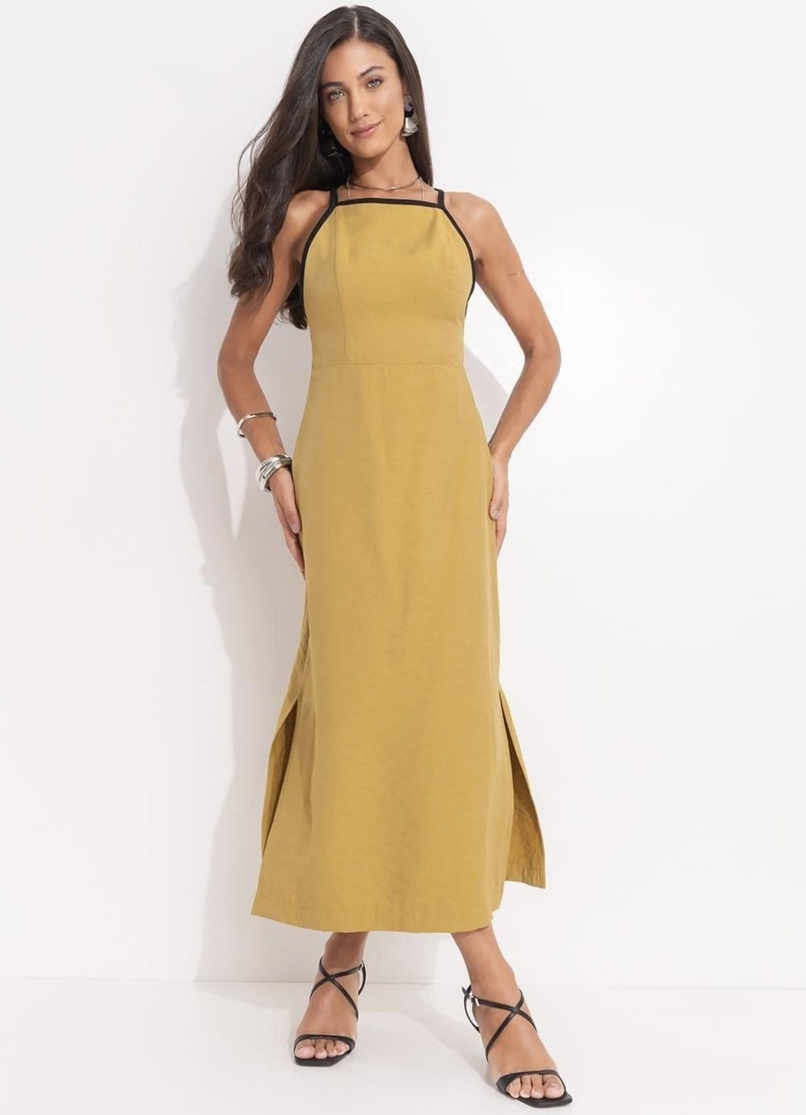 Vestido Feminino Em Tecido Alfaiataria De Viscose