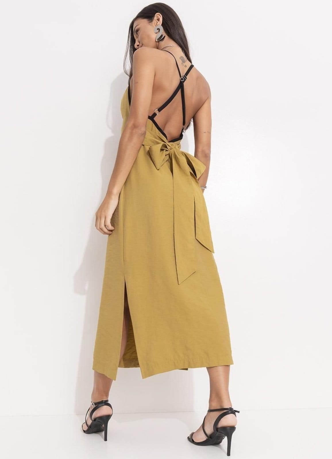 Vista 2 Vestido Feminino Em Tecido Alfaiataria De Viscose Quintess verde