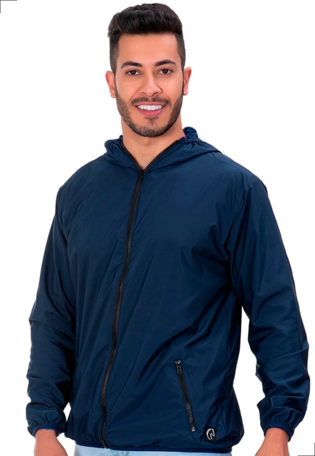 Jaqueta Corta Vento Masculina W2 Marinho Lisa Agasalho Impermeável