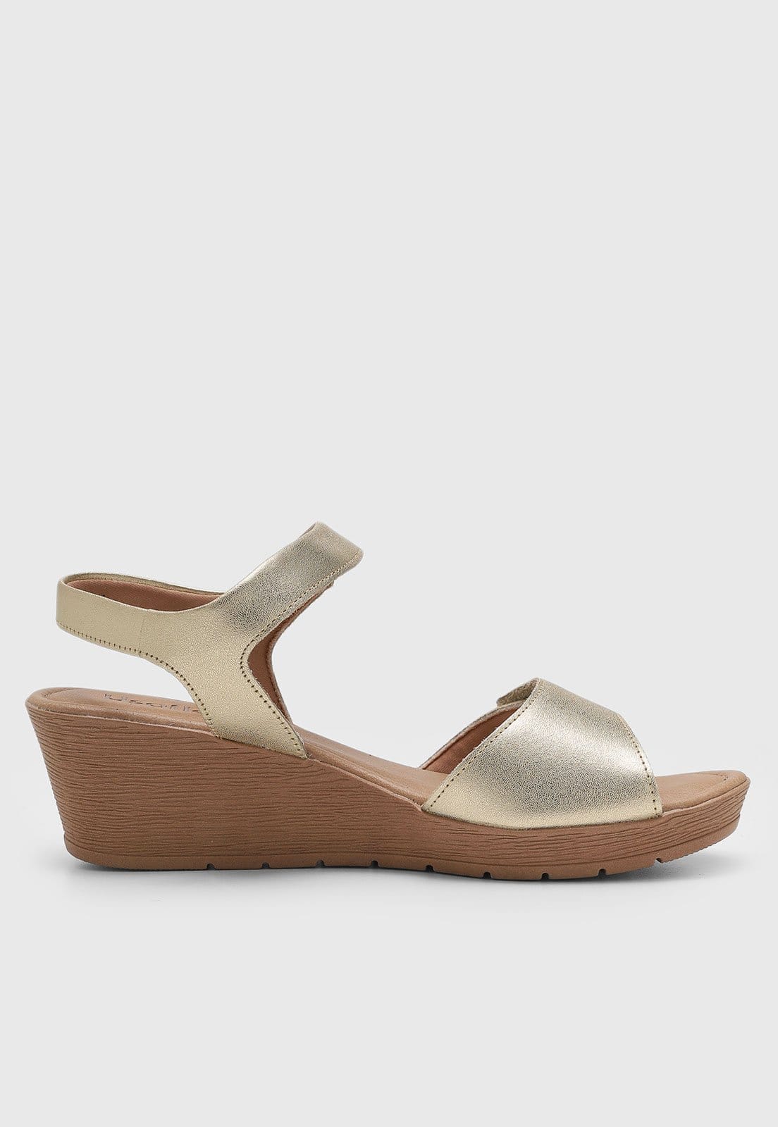 Vista 2 Sandália Feminina Usaflex Salto Anabela Dourada Usaflex dourado