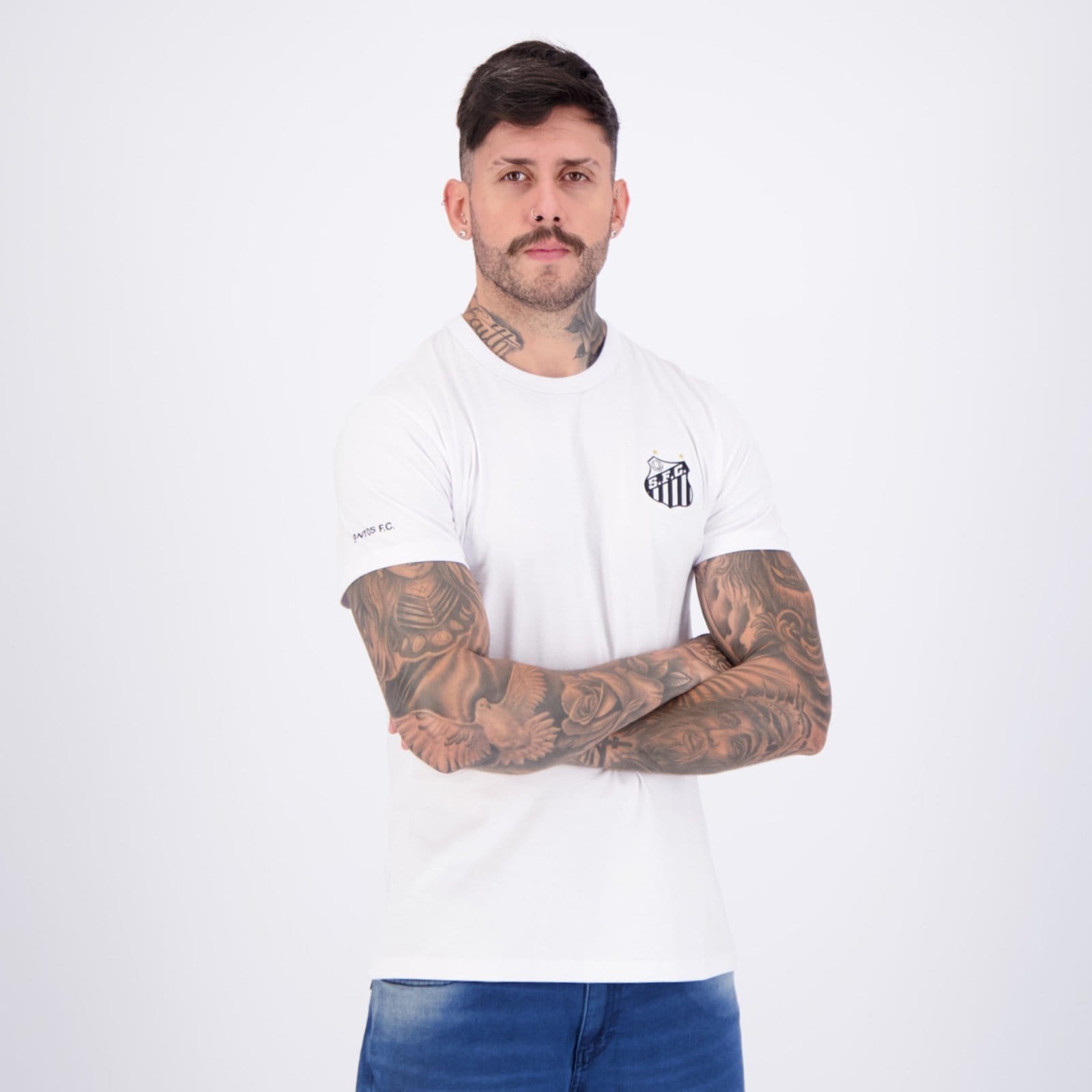 Vista 2 Camisa Santos River Branca braziline branco