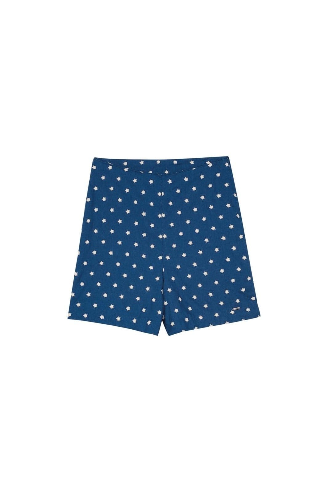Vista principal Short Feminino Linho Bordado Estrelas Marialícia Marialícia azul