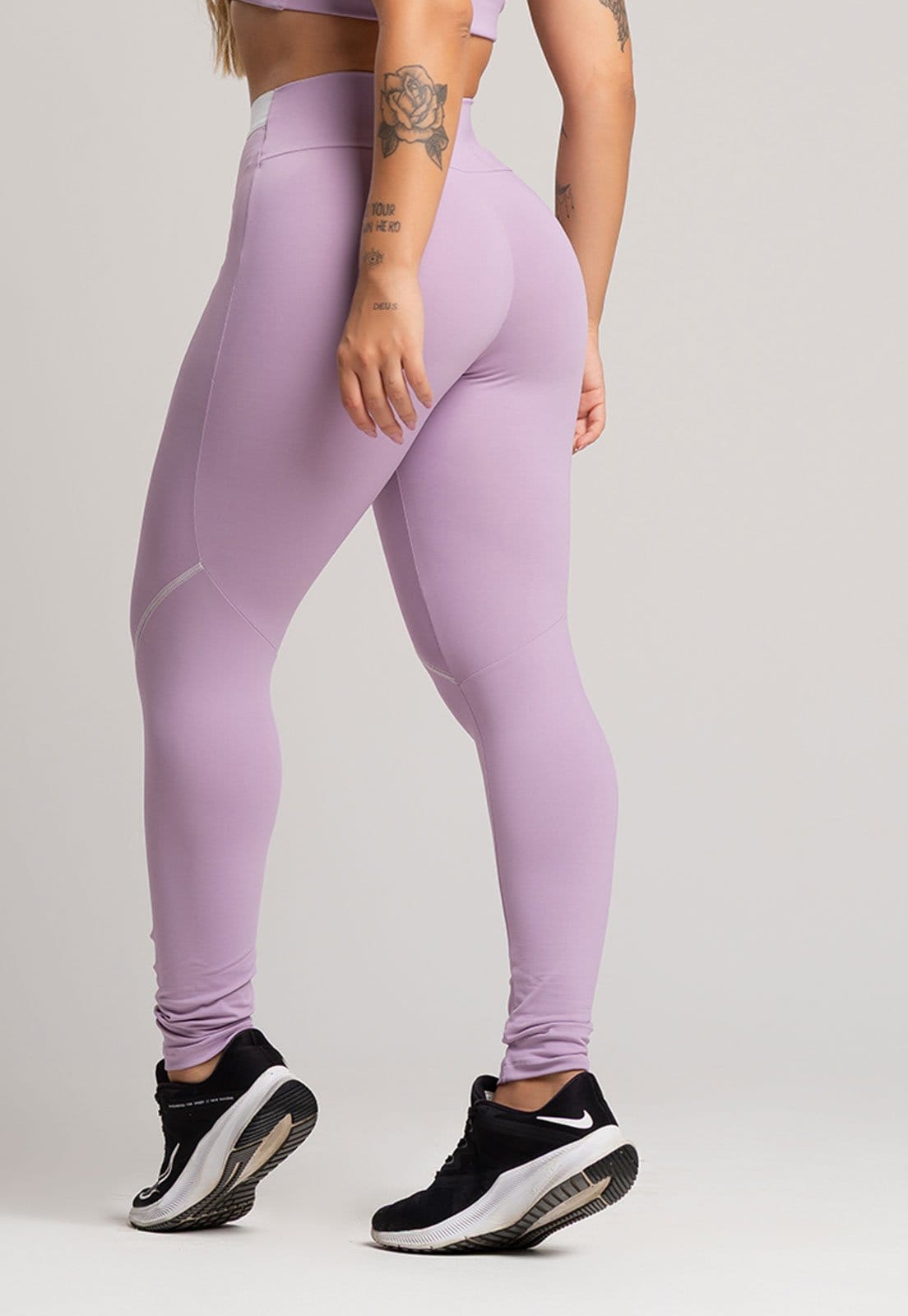 Vista 2 Calça Legging MVB Modas com Elástico Cintura Alta Feminina Poliamida Lavanda Mvb Modas lilás lavanda