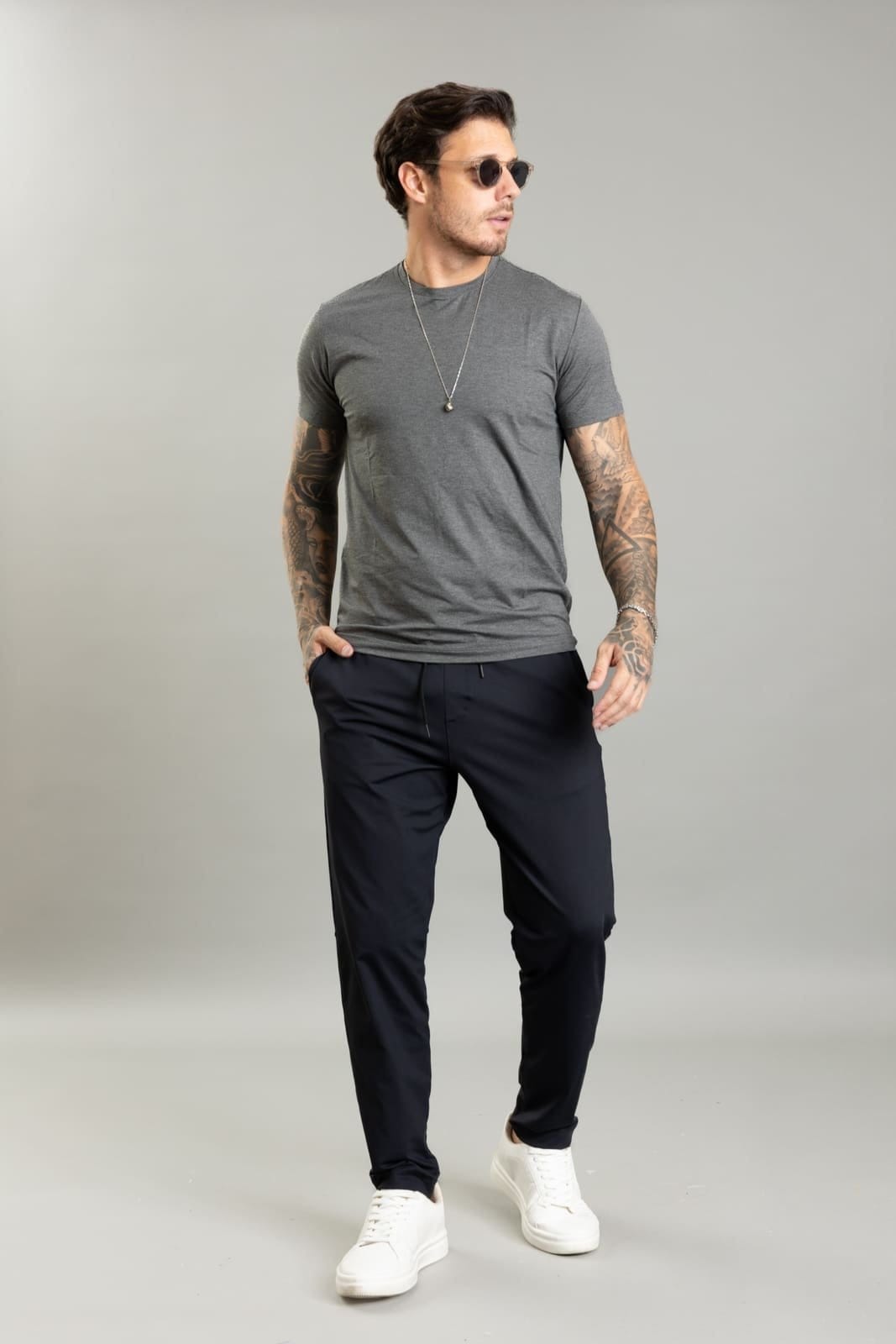 Vista 2 Calça Casual Flexível Masculina em Poliamida na Cor Marinho Dialogo Jeans DIALOGO azul/azul marinho